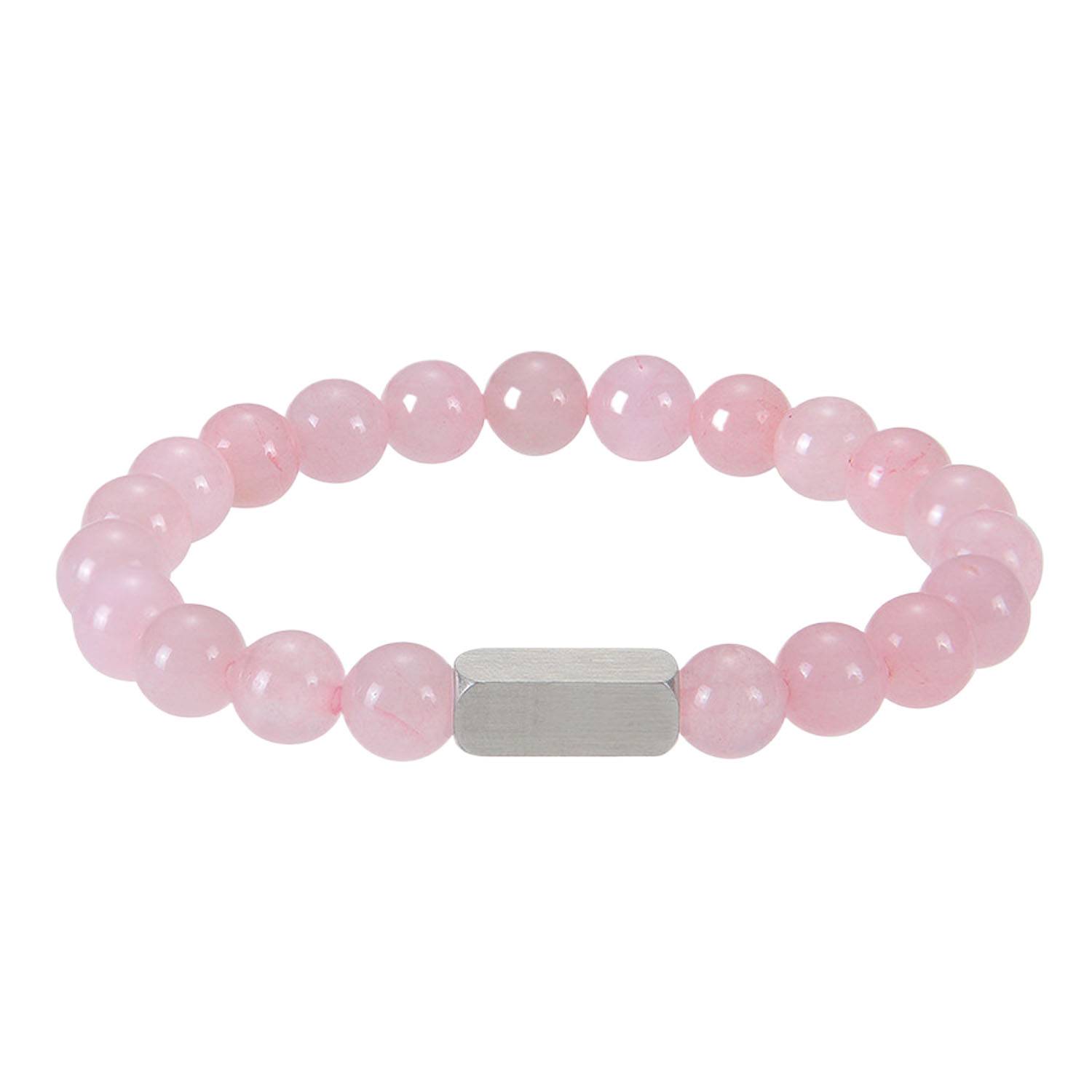 Round Stone Beads Bracelet w/ Stainless Steel Tag 6
