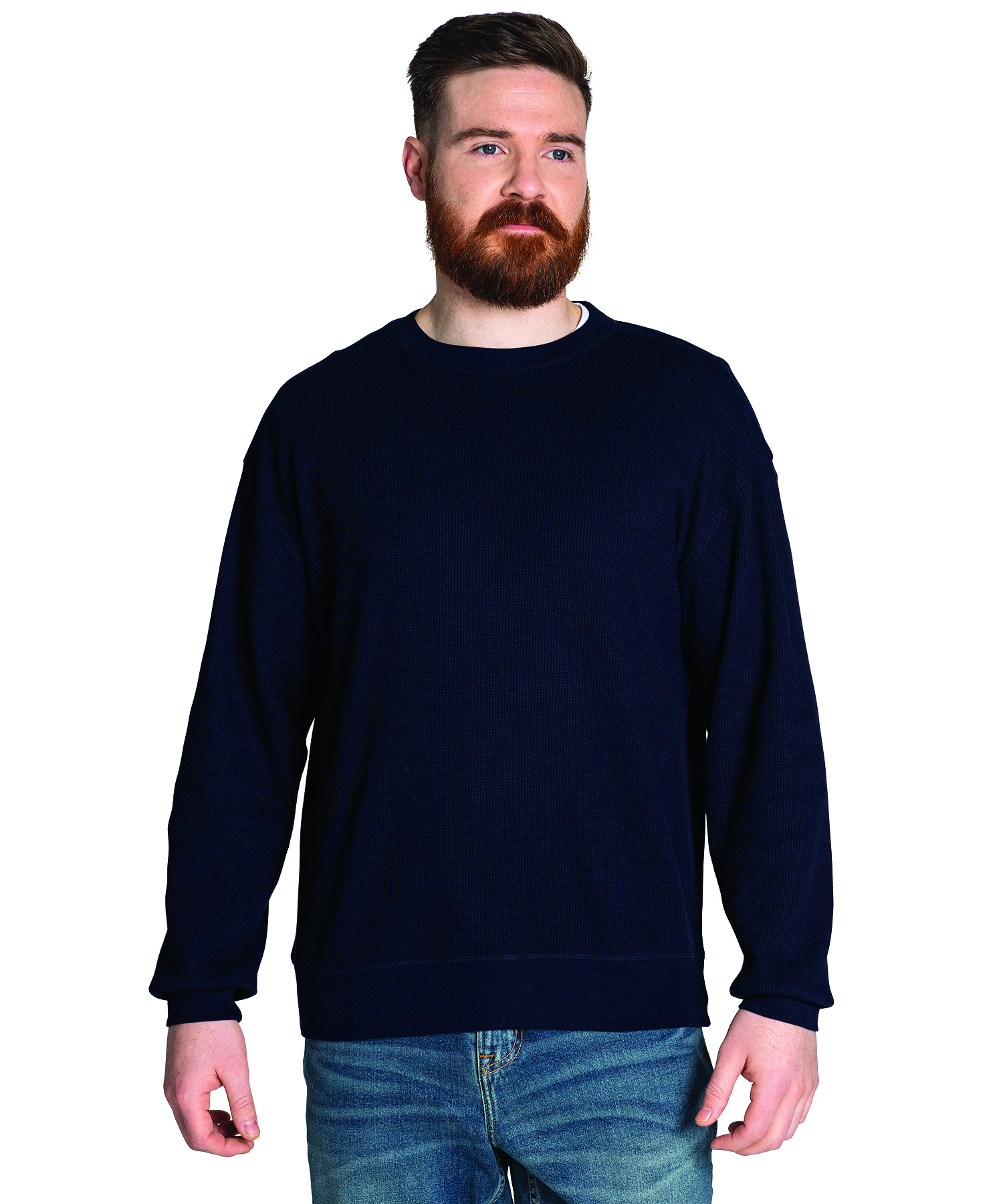 Lightweight Waffle Crew Neck Sweatshirt
