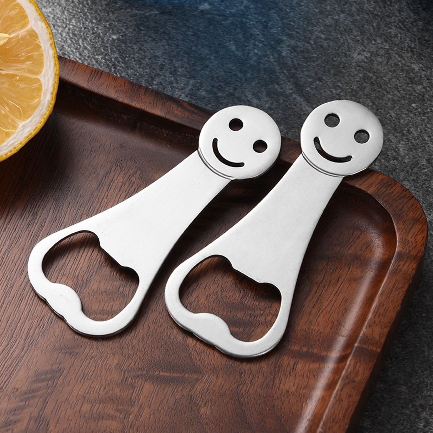 Smiley Face Flat Trapezoidal Stainless Steel Bottle Opener 2