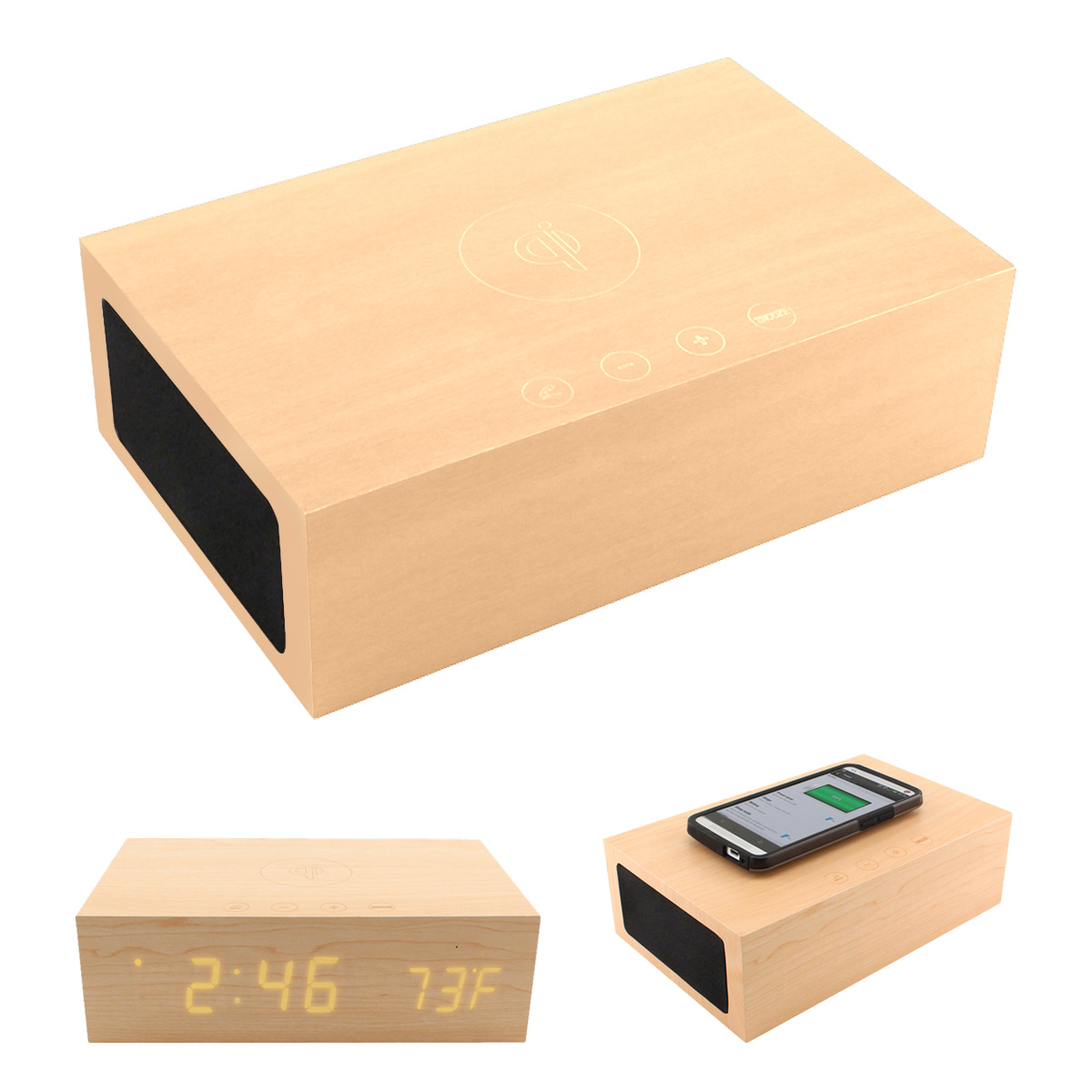 BlueSequoia Alarm Clock with Qi Charging Station and Wireless Speaker 3