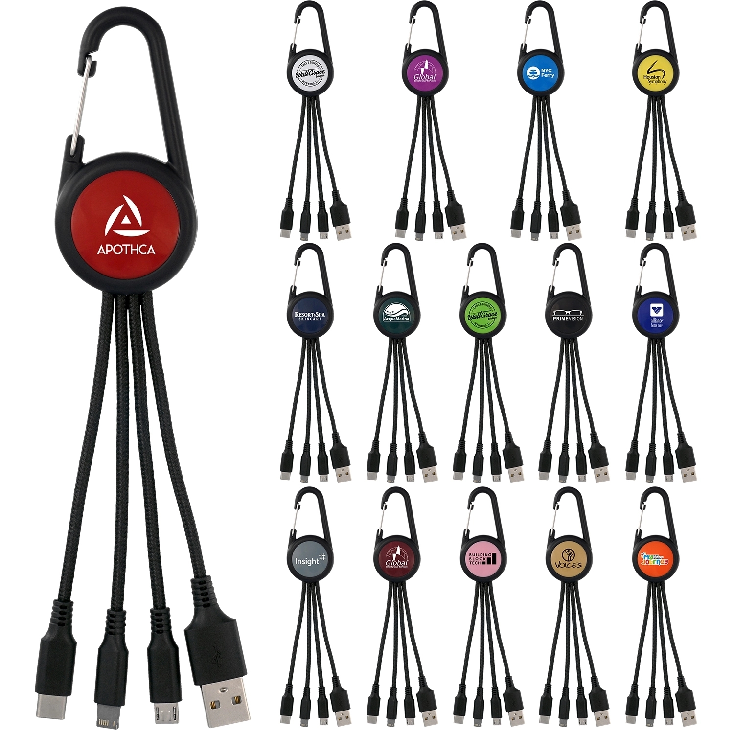 COLORFUL 3-IN-1 CARABINER CHARGING CABLE