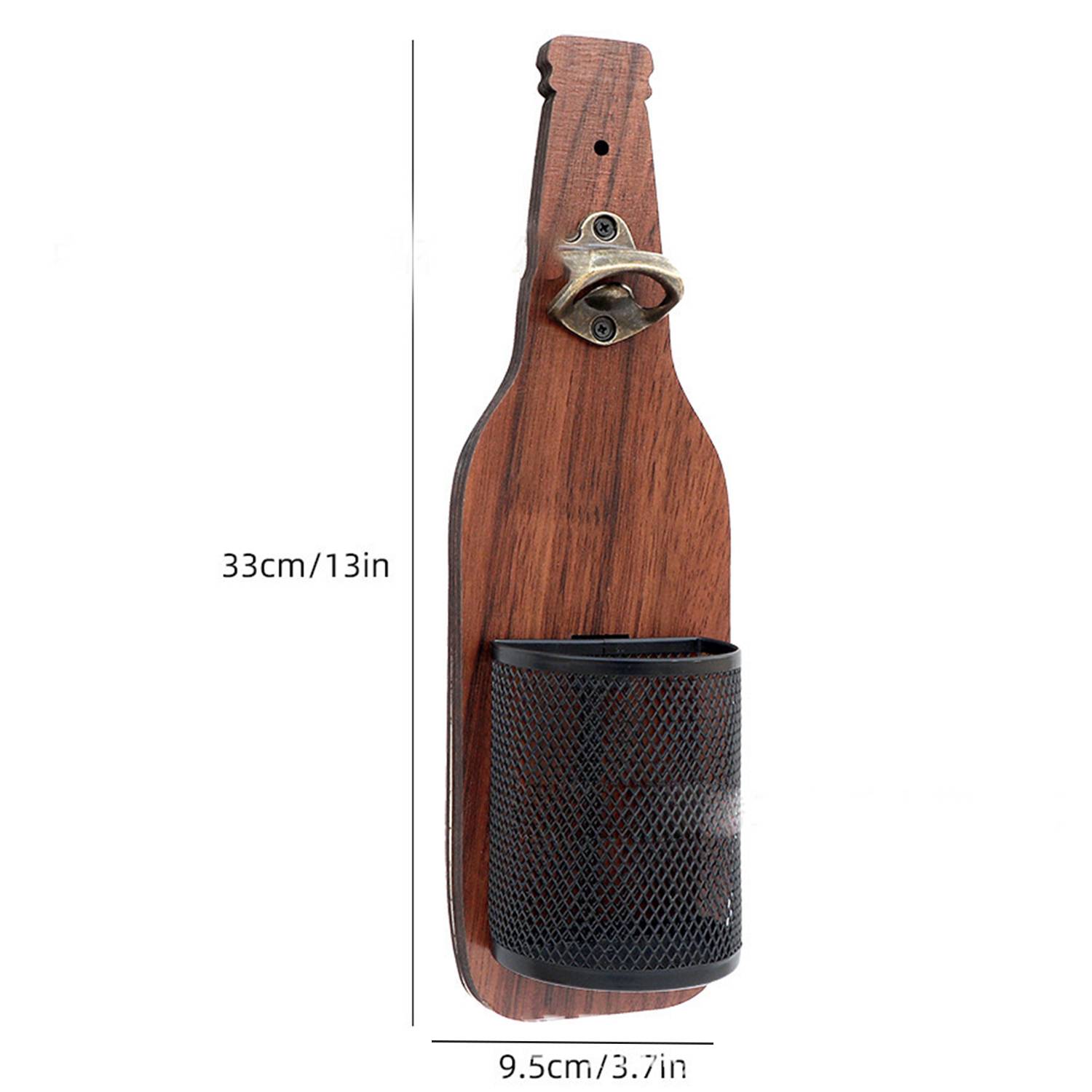 Wooden Bottle Opener Wall Mounted W/ Cap Catcher 2
