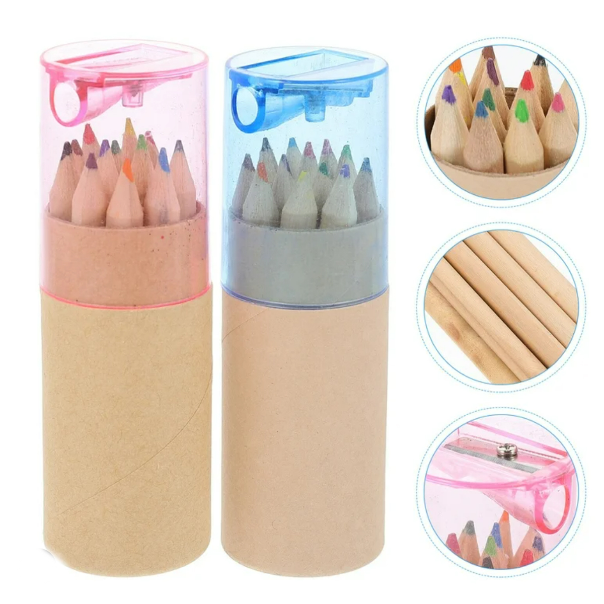12 Pack Colored Pencil Set in Kraft Tube with Sharpener 3