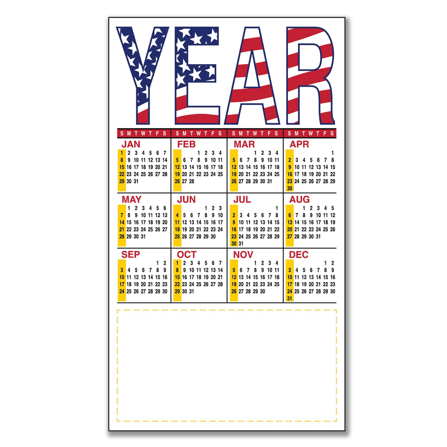 4" x 7" Large Magnetic Calendar 20 Mil 2
