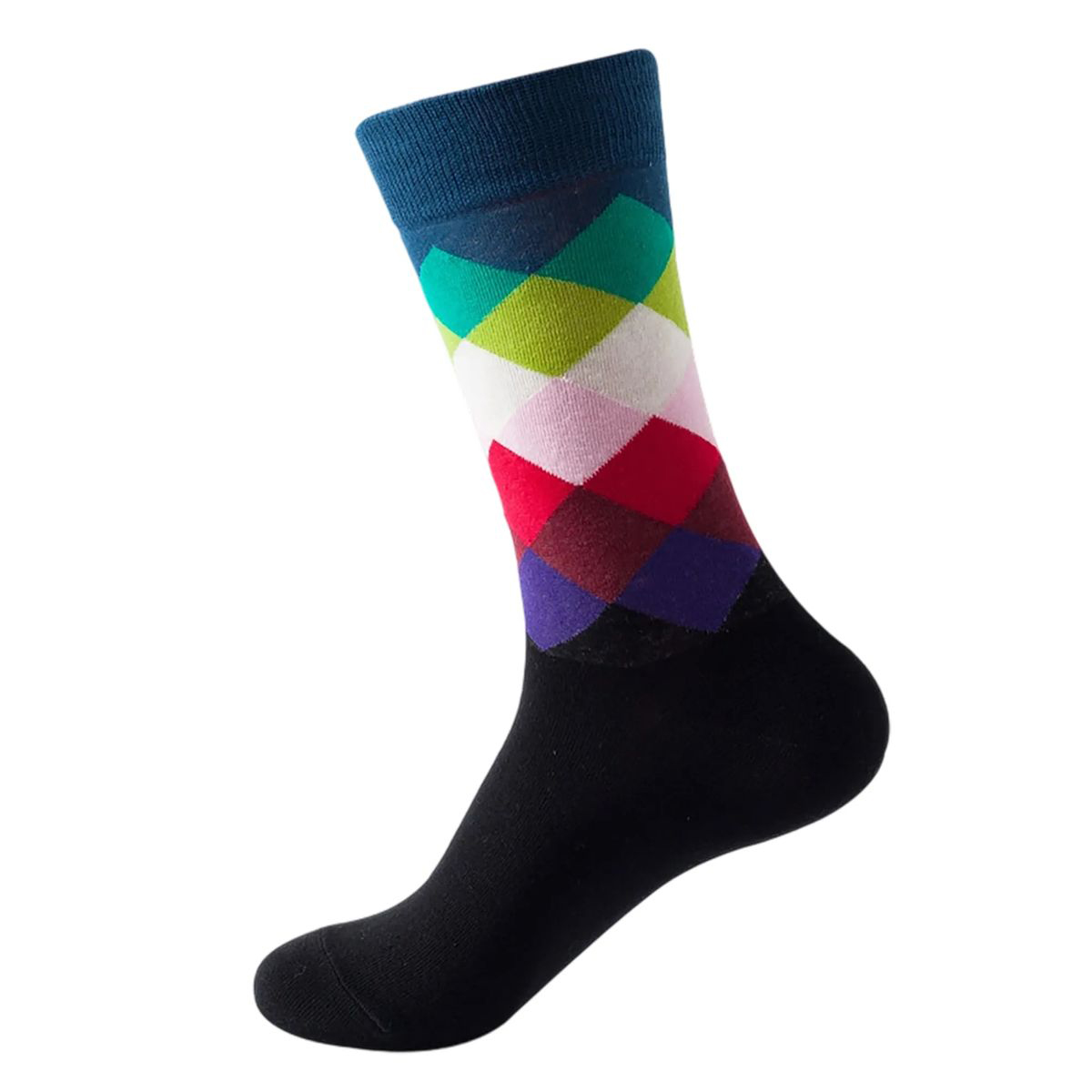 Cotton Crew Socks with Jacquard Pattern 55