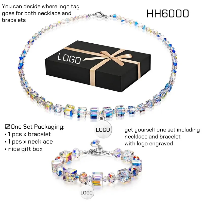Beaded Crystal Necklace and Bracelet Jewelry Gift Set 6