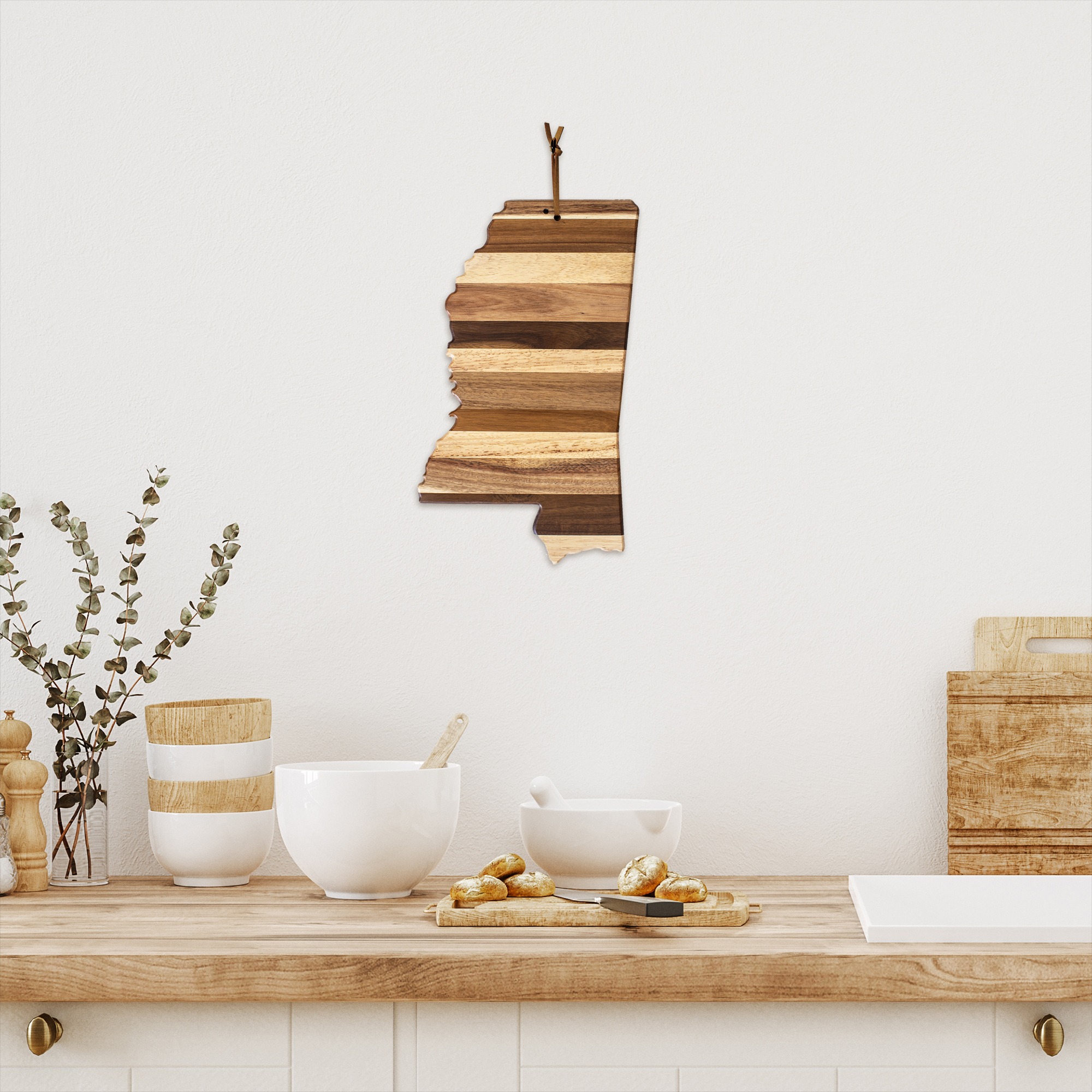 Rock & Branch® Shiplap Series Mississippi State Shaped Wood Serving and Cutting Board 2