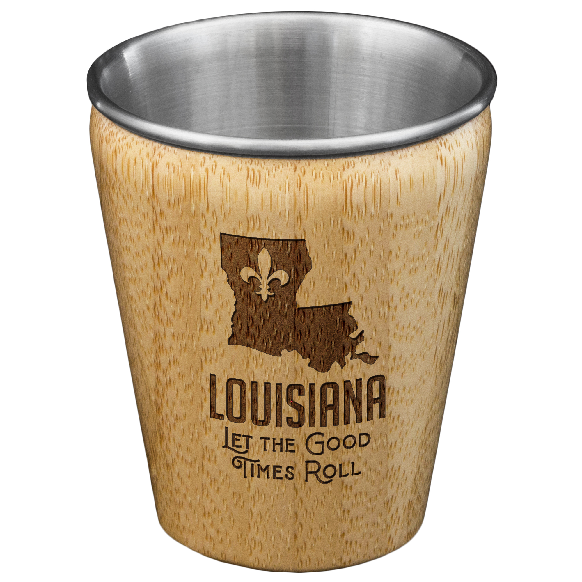 Louisiana State Bamboo and Stainless Steel Shot Glass