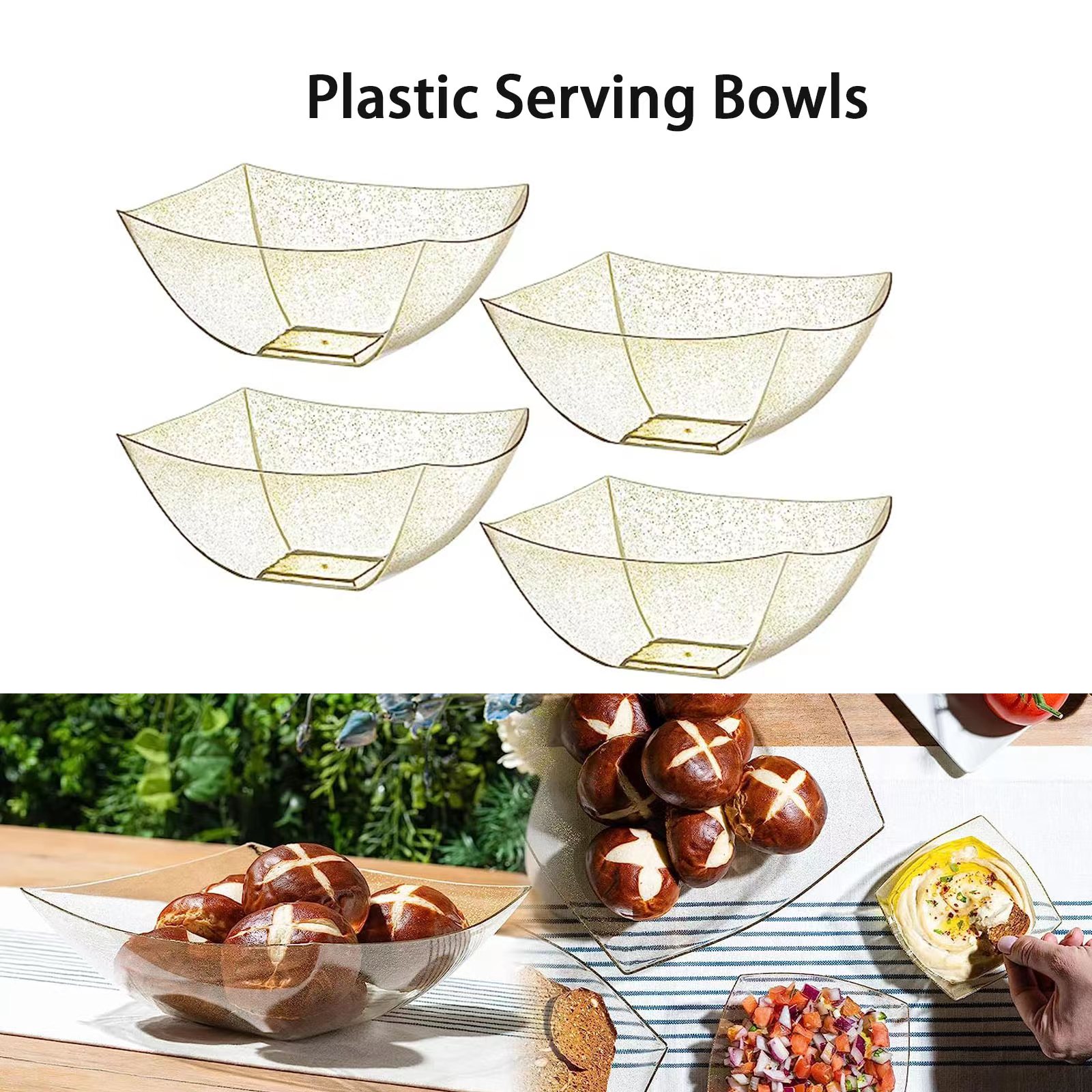 Square Plastic Serving Bowl Salad Bowl 2