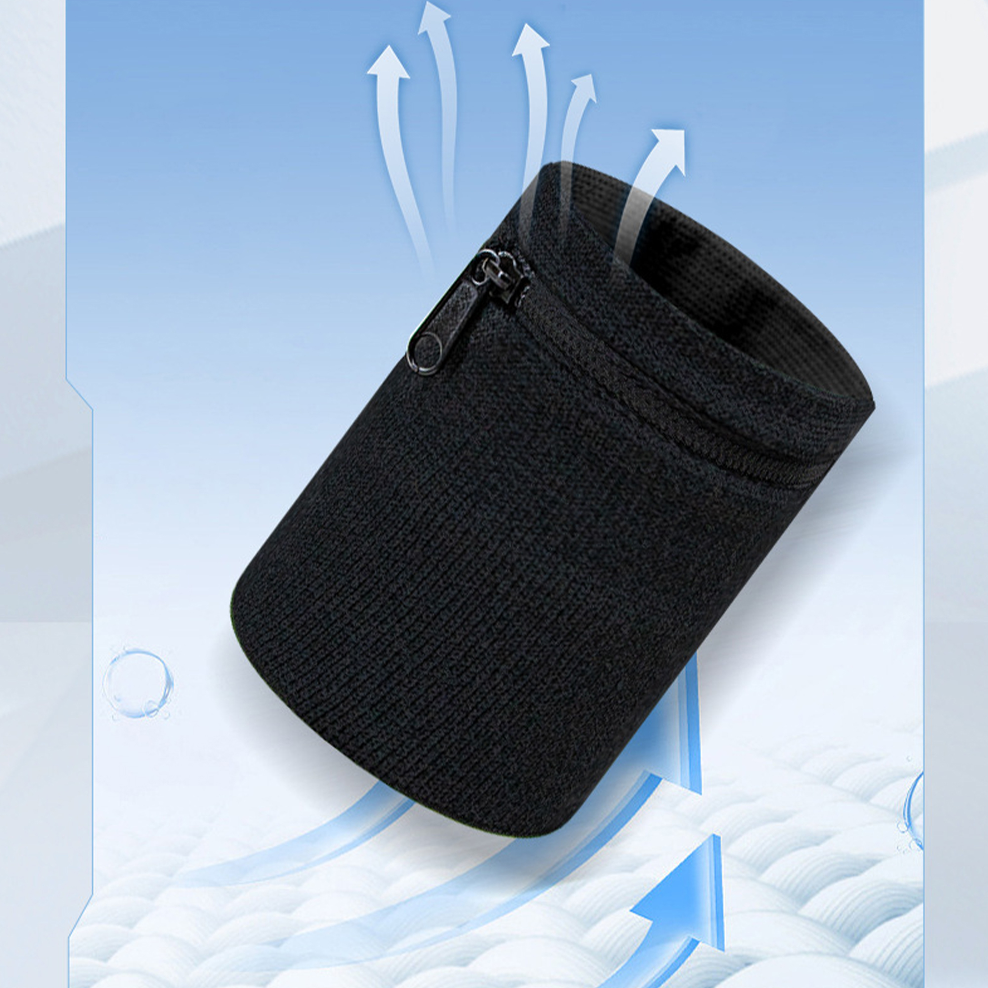 Cotton Sports Wristband with Zipper Pocket 2