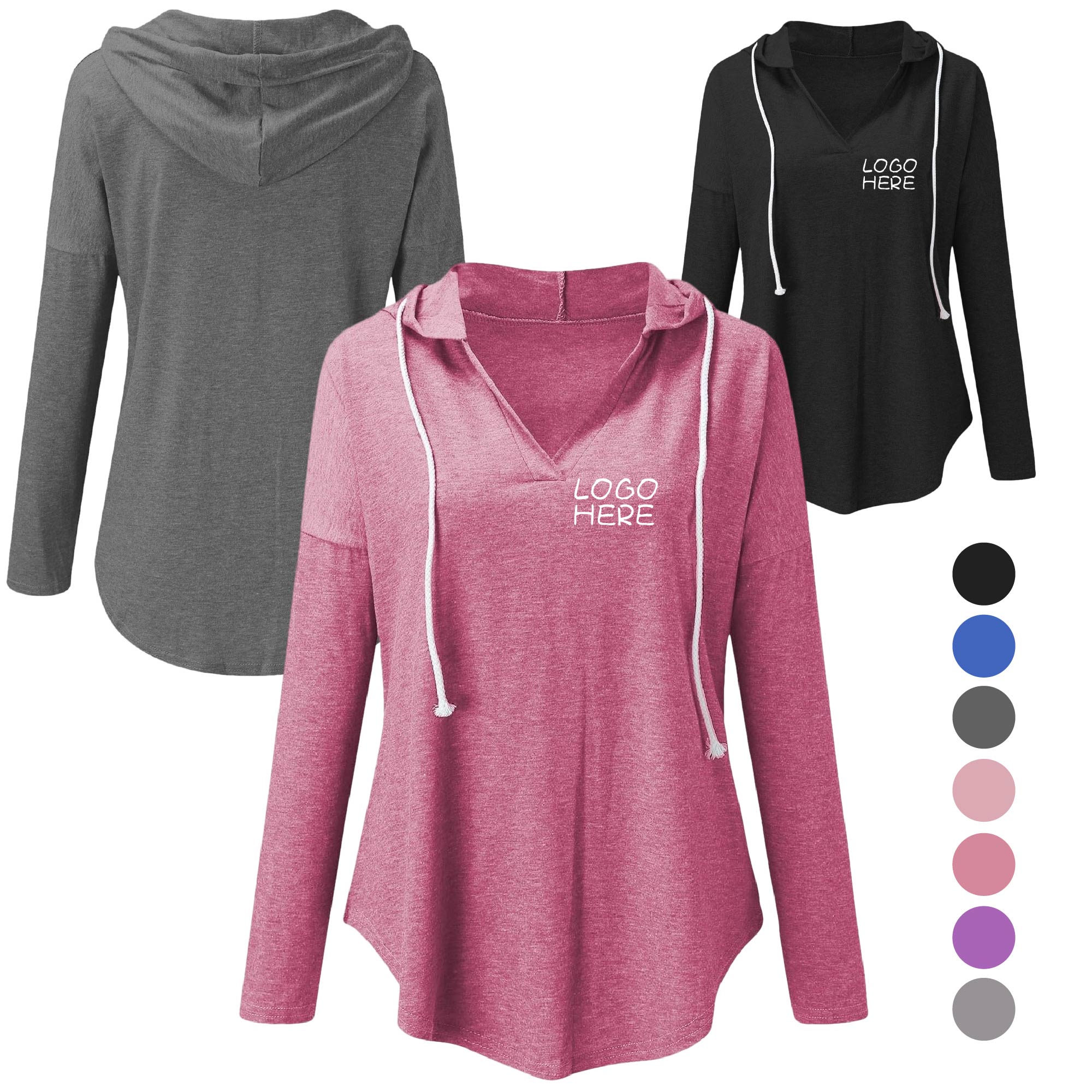 V-Neck Hooded Sweatshirt 2