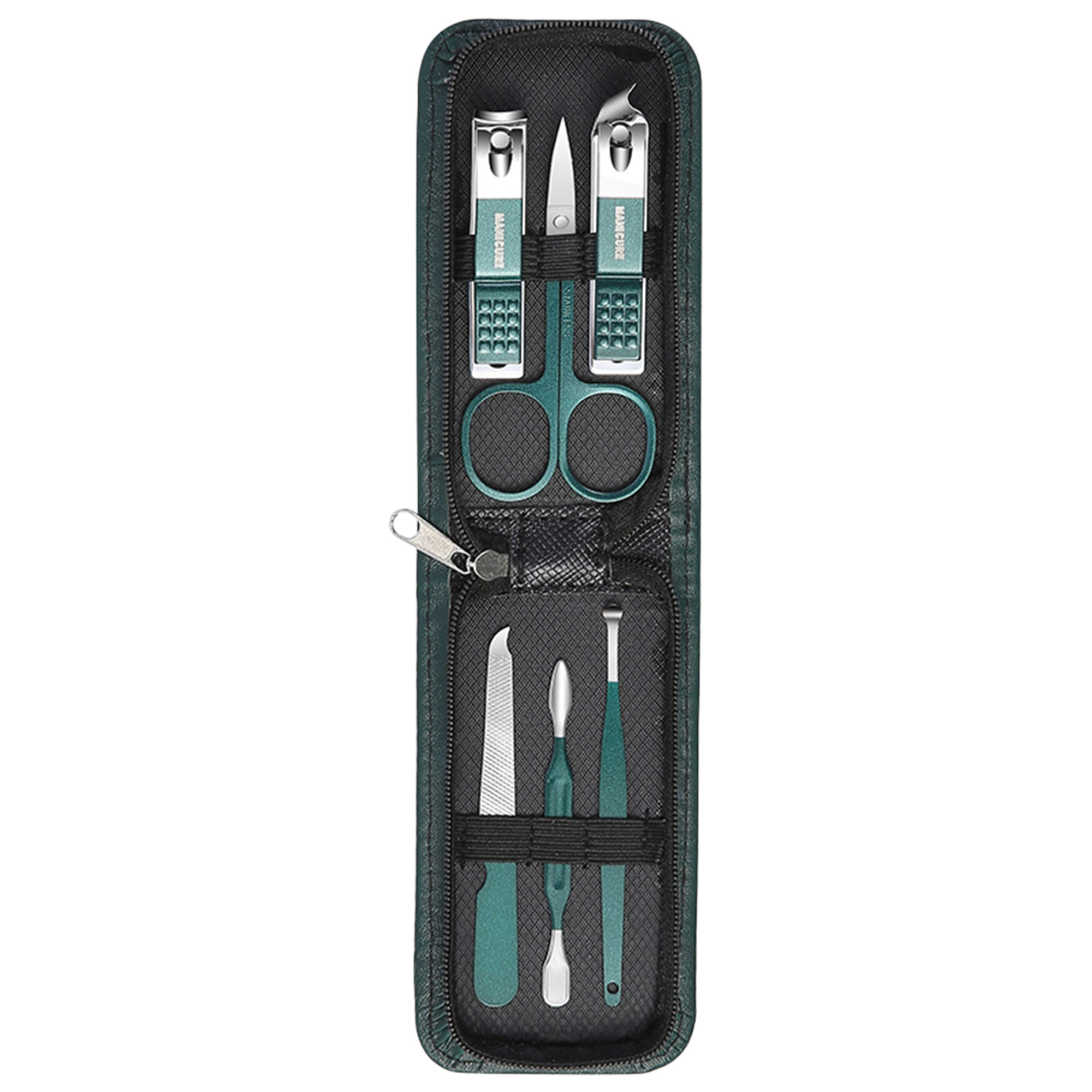 Portable Dark Green Nail Clipper Set 6-Piece Manicure Kit with PU Leather Case 1