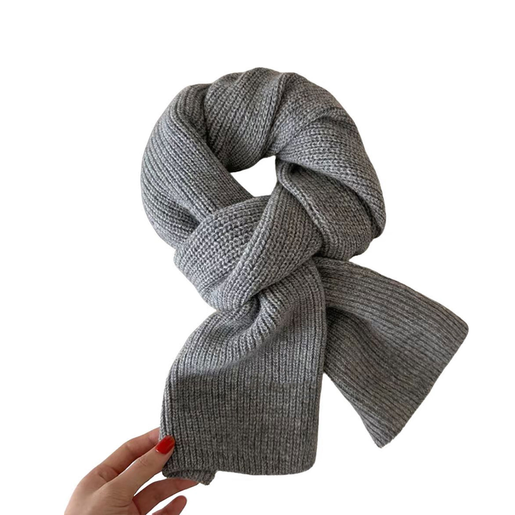 Solid Color Wool Knitted Scarf 5
