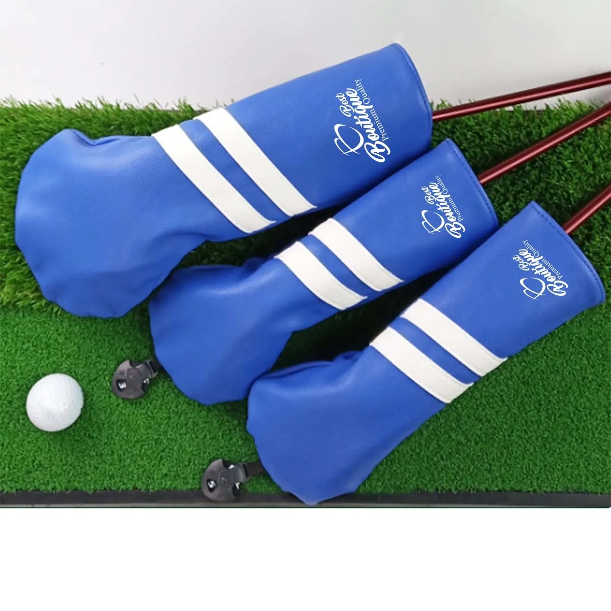 Interchangeable Leather Golf Head Cover with number plate 2