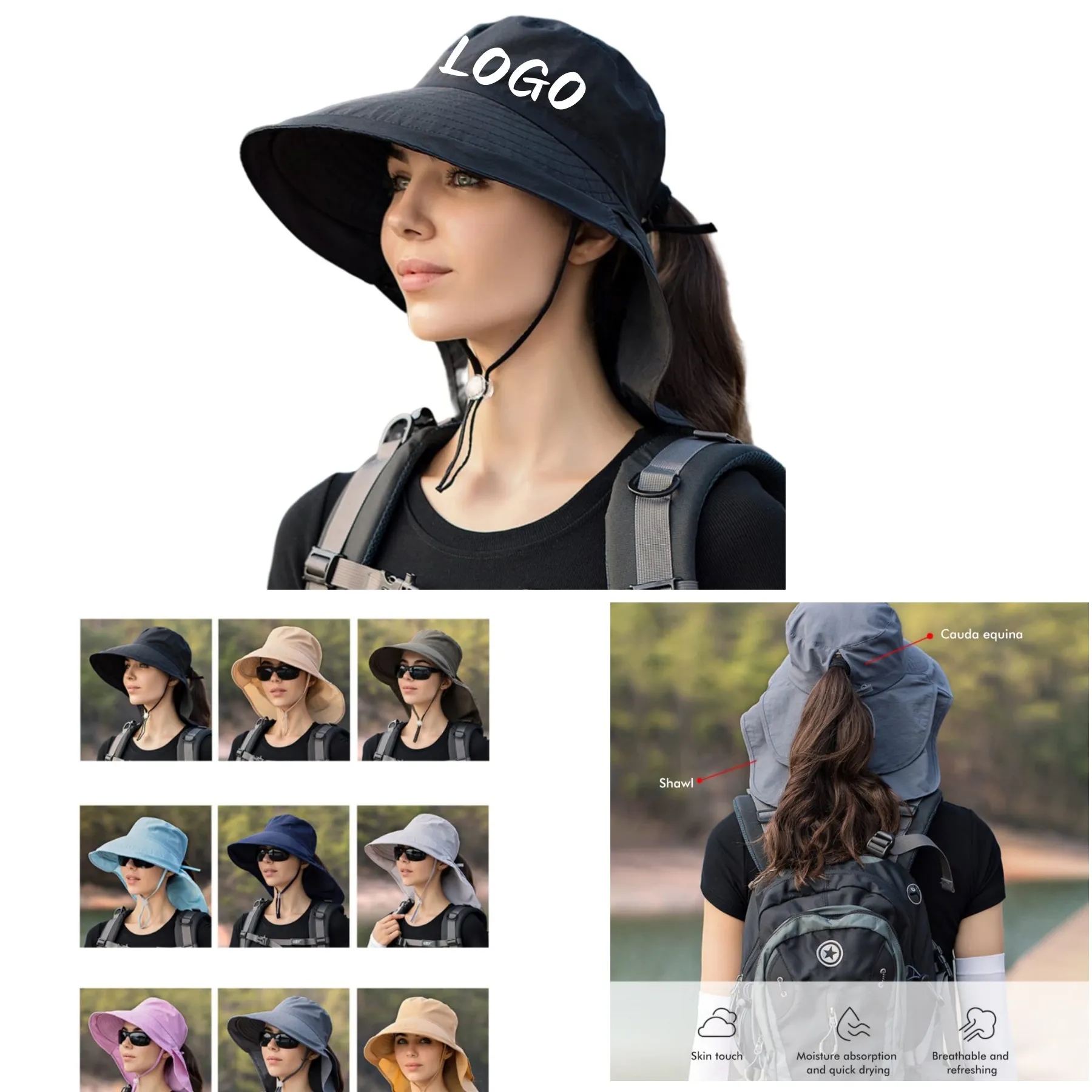 Women Ponytail Sun Hat 2
