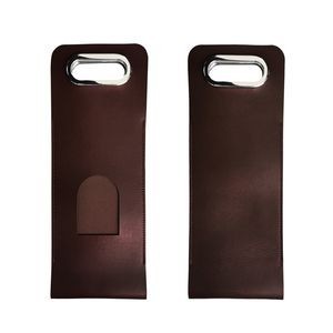PU Leather Wine Bag With Buckle And Metal Handle 10