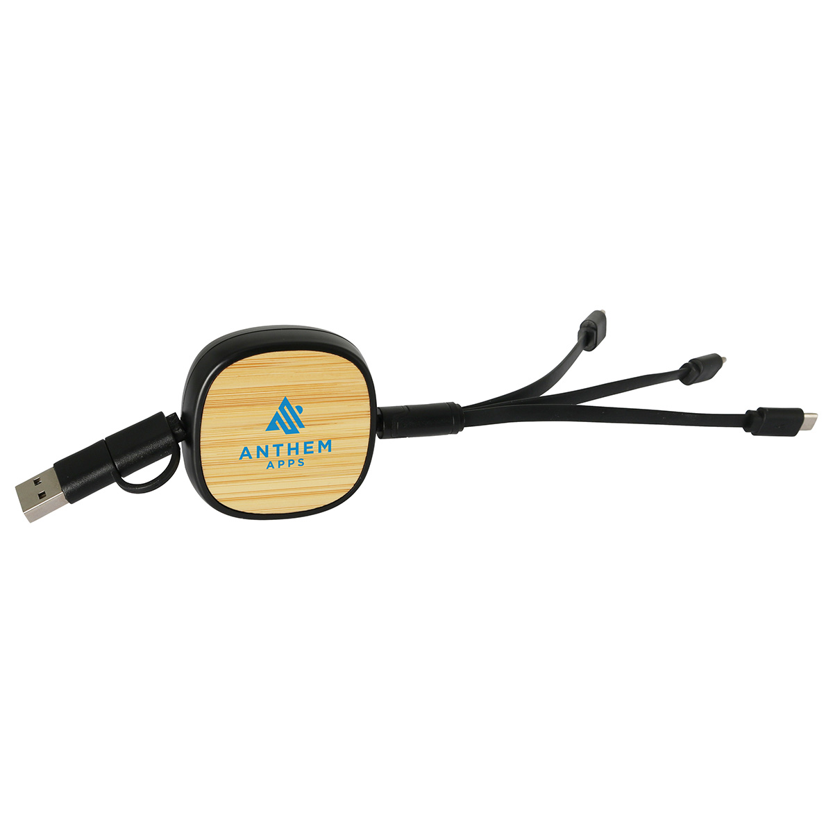 Bamboo Retractable 3-in-1 Charging Cable with Dual Inputs 8