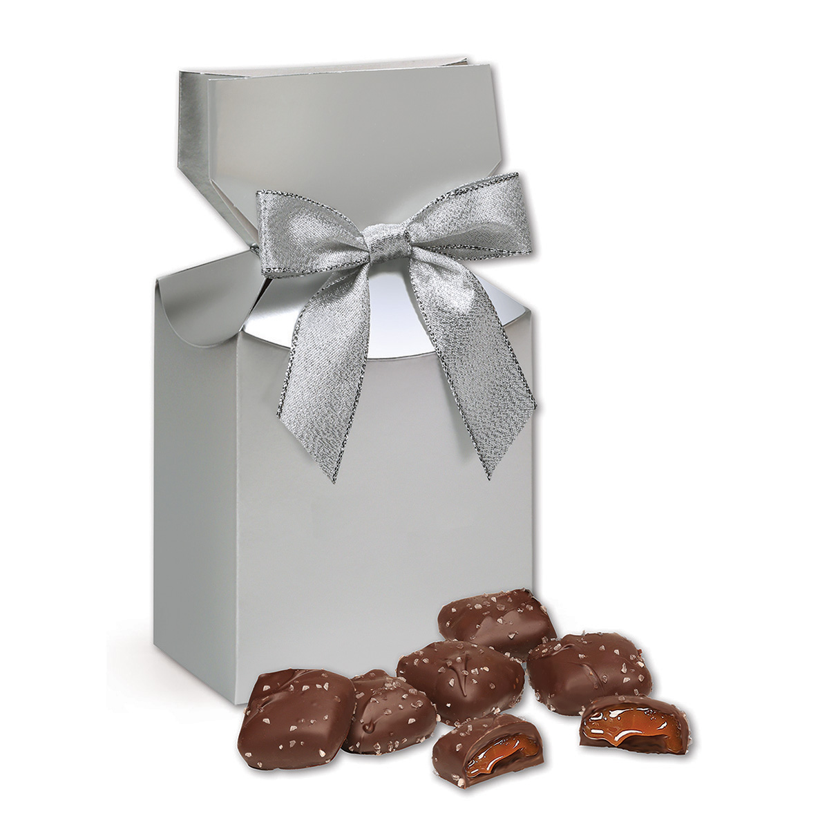 Chocolate Sea Salt Caramels in Silver Premium Delights Gift Box 2
