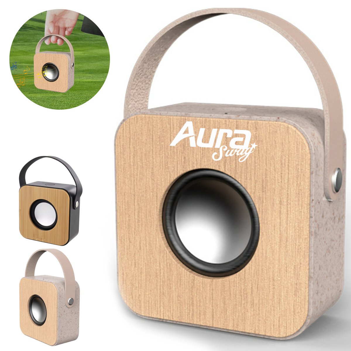 Portable Wooden Bluetooth Speaker with Carry Handle 3
