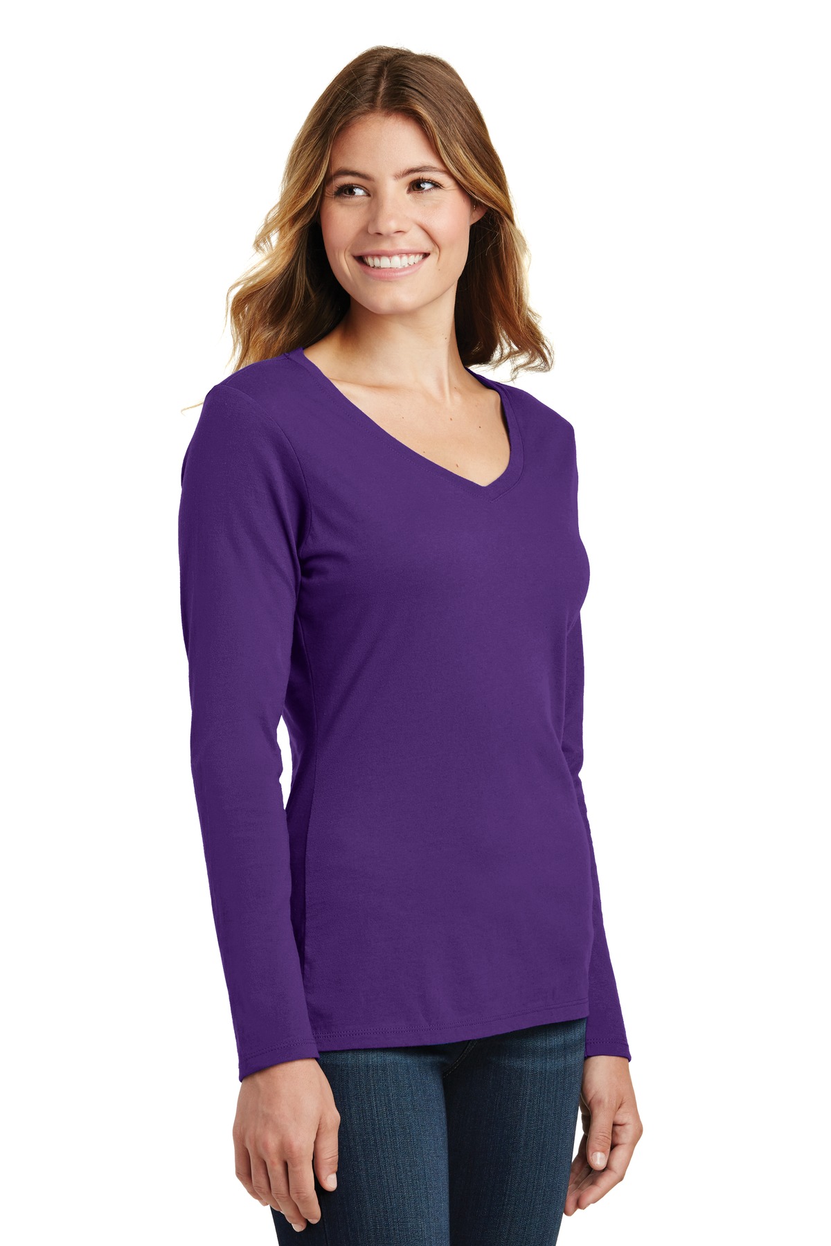 Port & Co Women's Long Sleeve Fan Favorite V-Neck Tee. LPC450VLS 22