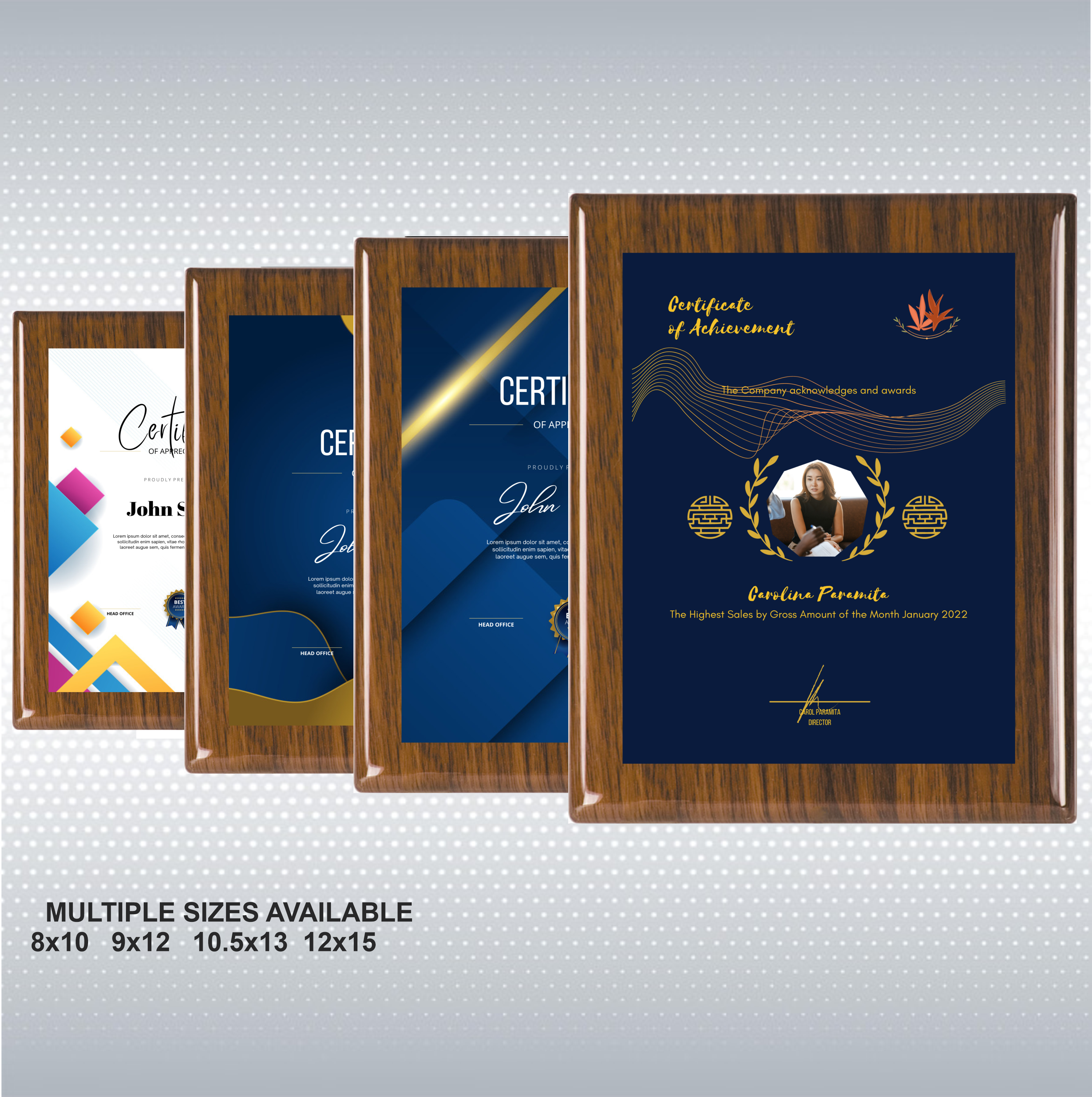 Walnut Piano Wood Plaque w/Full Color Sublimated Plate 10
