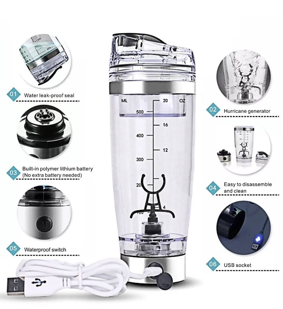 20oz Portable Automatic Vortex Mixer Cup Leakproof Protein Mix Bottle 2