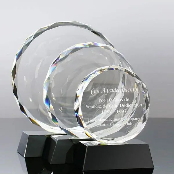 Crystal Faceted Circle Award on Black Base 3