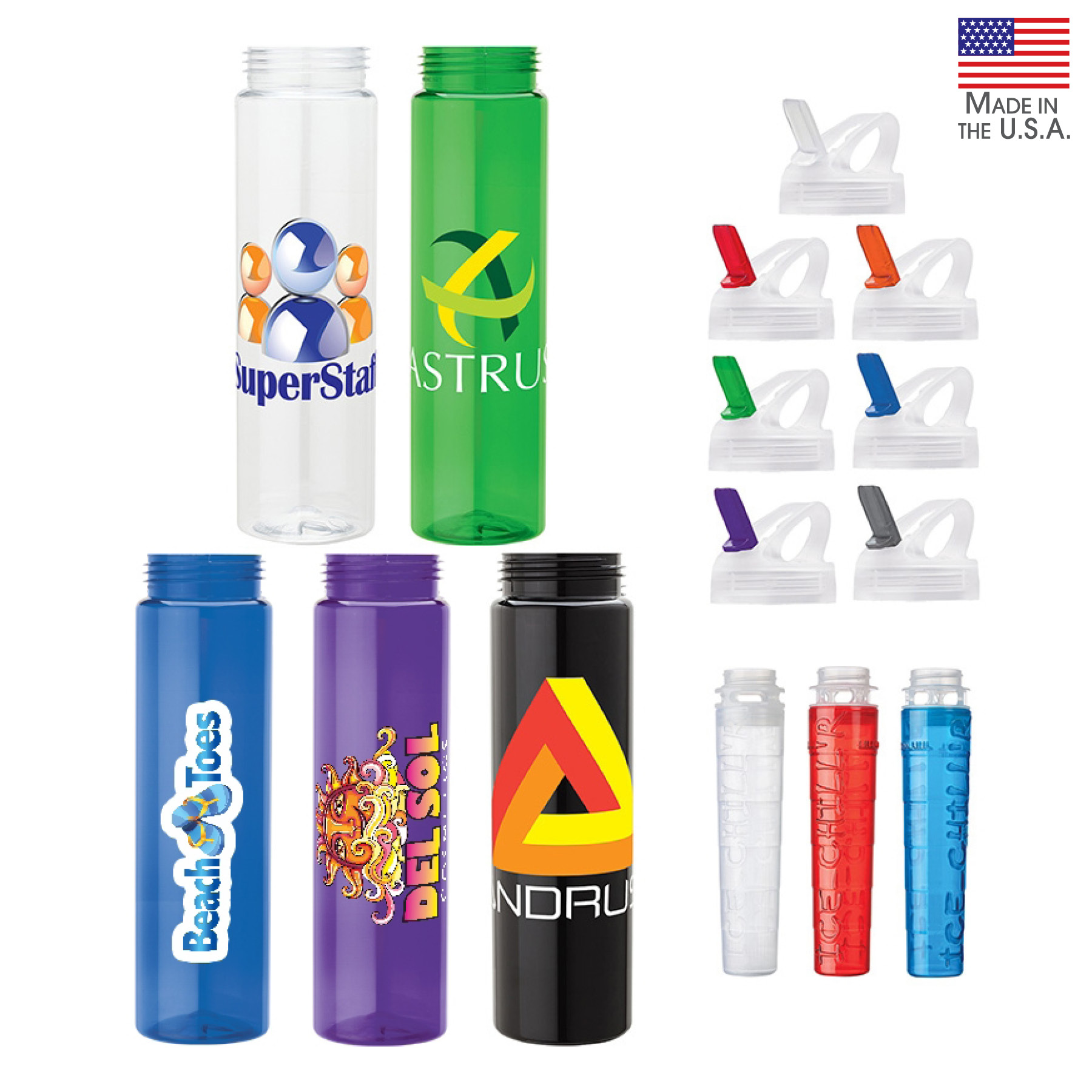Laguna 32 oz. PET Bottle with Flip Spout & Ice Stick 7