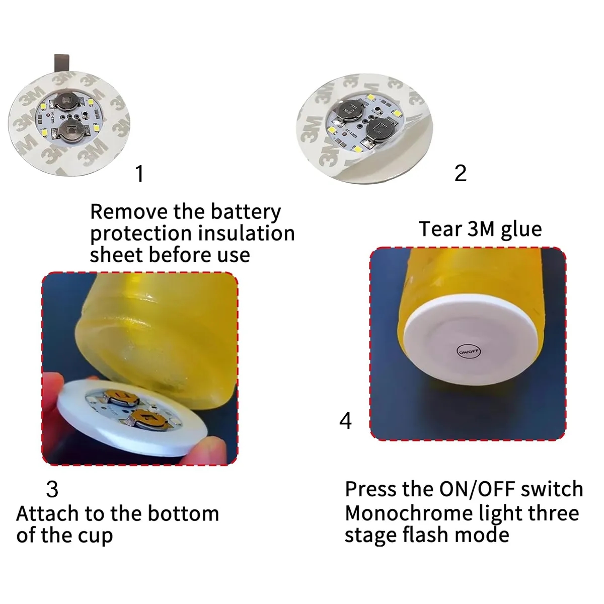LED Coasters Light Sticker Waterproof Mat For Bottle Cup 8