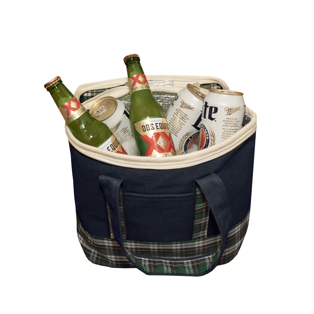 18 oz Insolated Plaid Cooler Tote 10