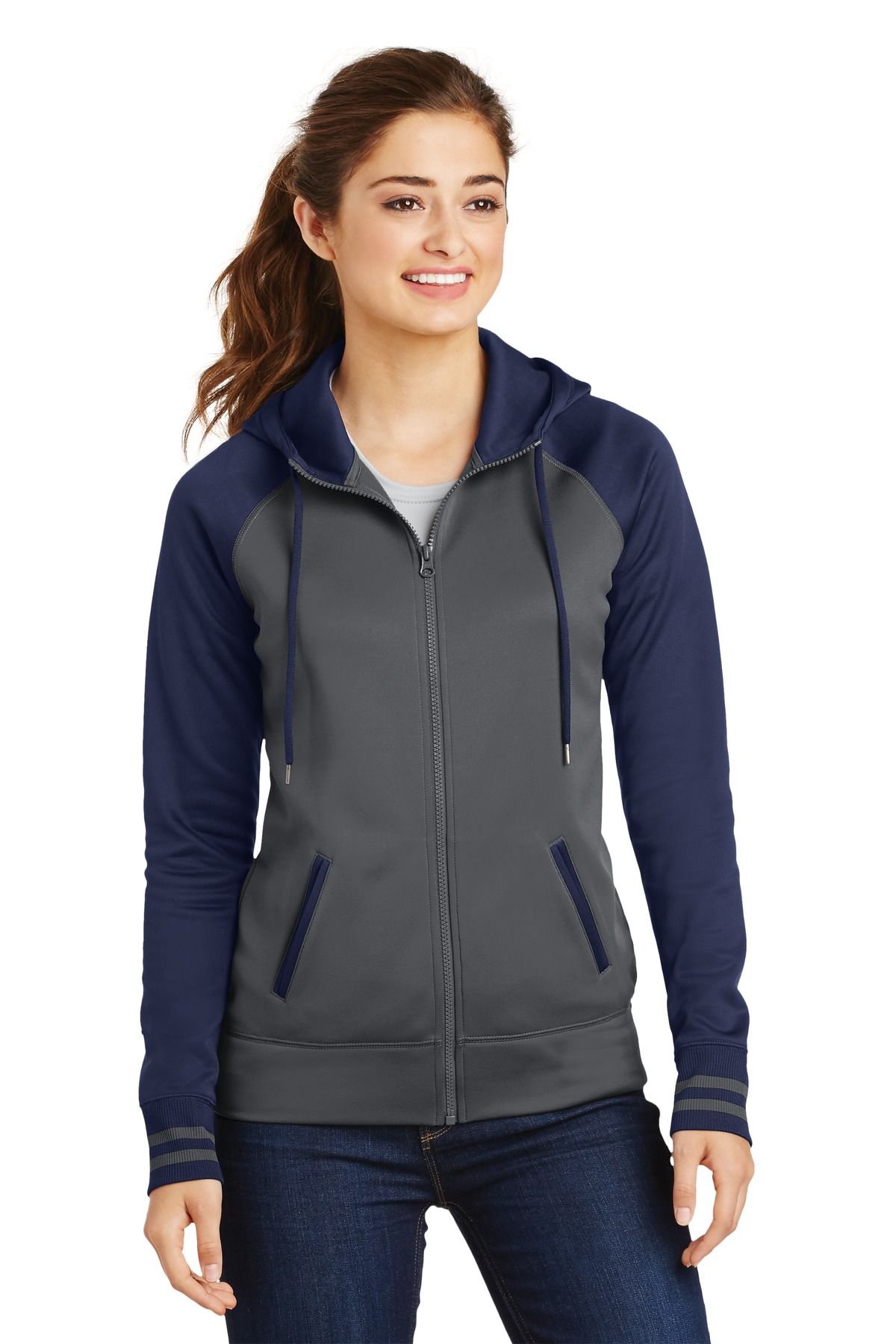 Sport-Tek Women's Sport-Wick Varsity Fleece Full-Zip Hooded Jacket. LST236 13