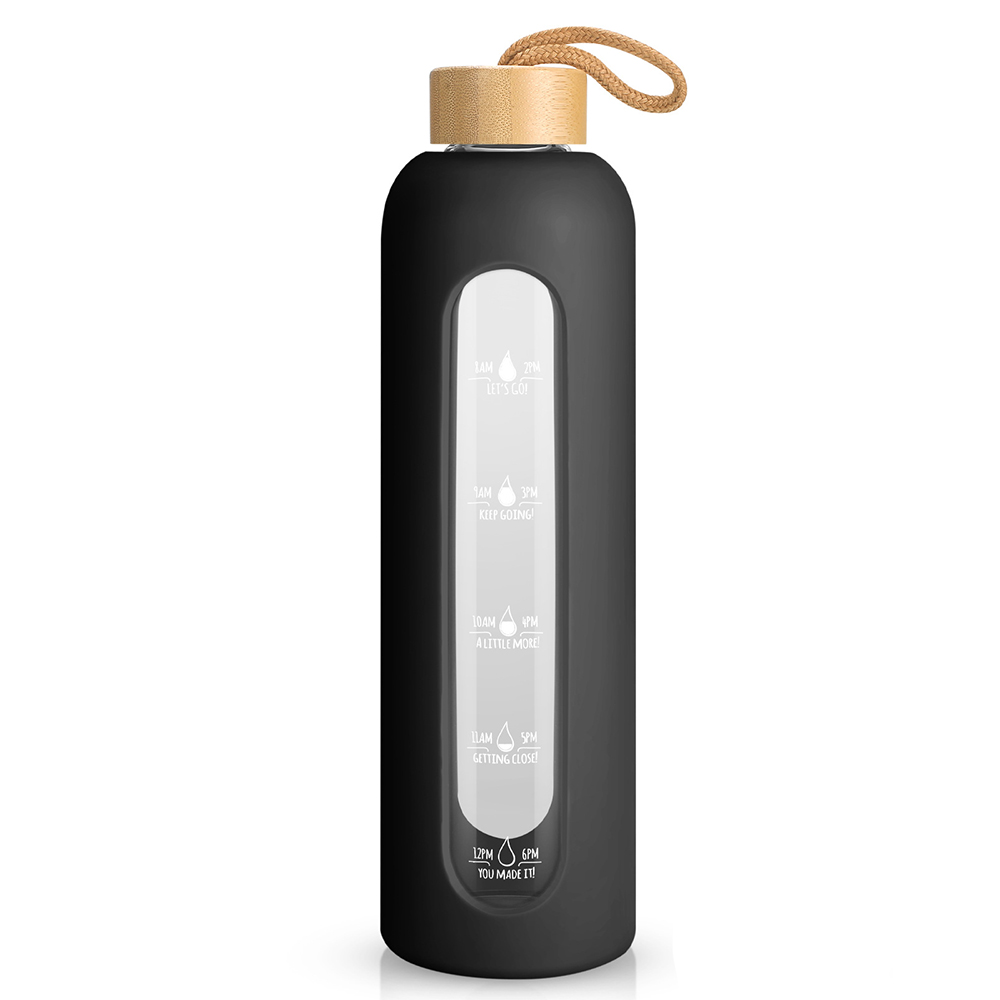 32Oz. Motivational Time-Marked Glass Water Bottle 3