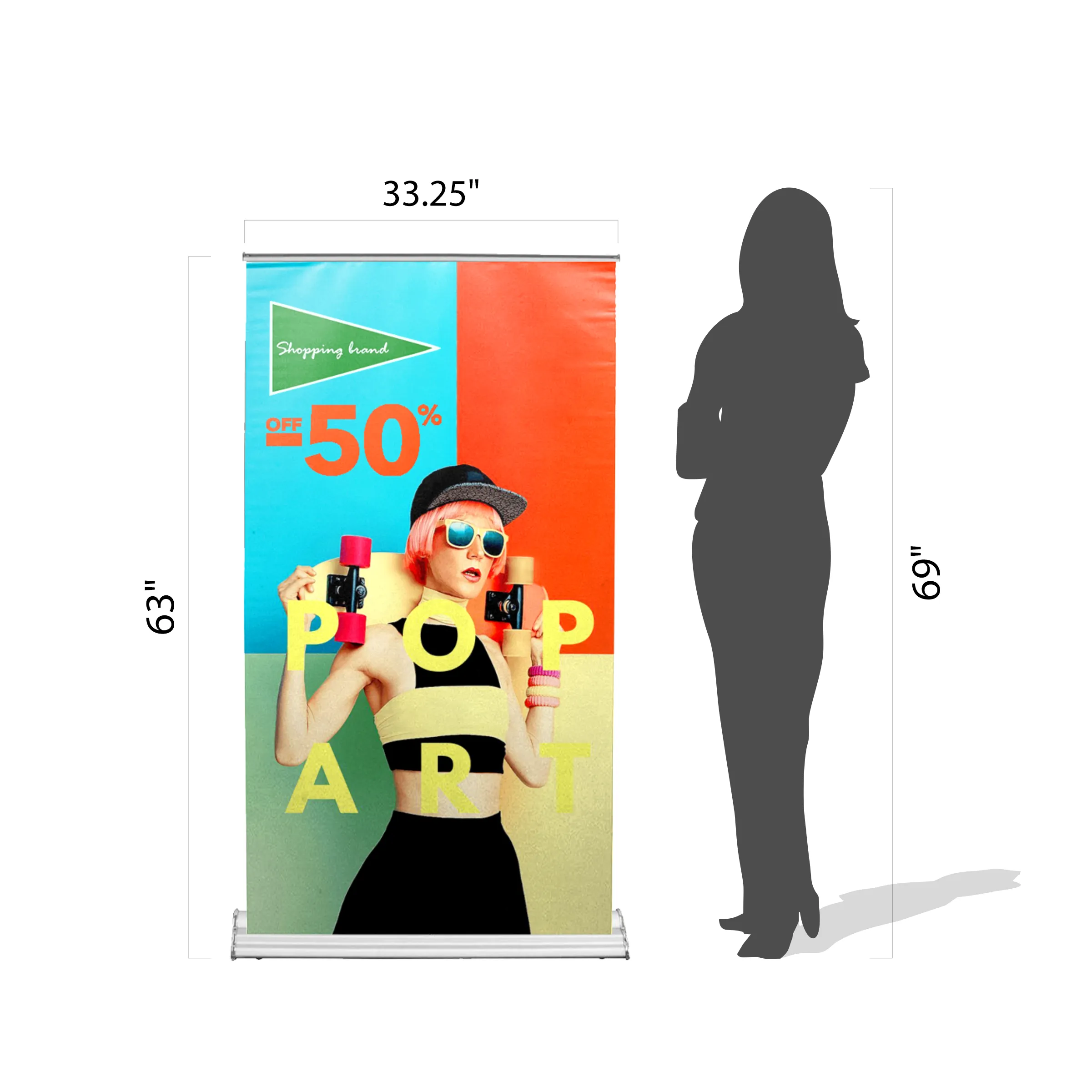 33.25" x 63" Adjustable Banner Stand Kit 10