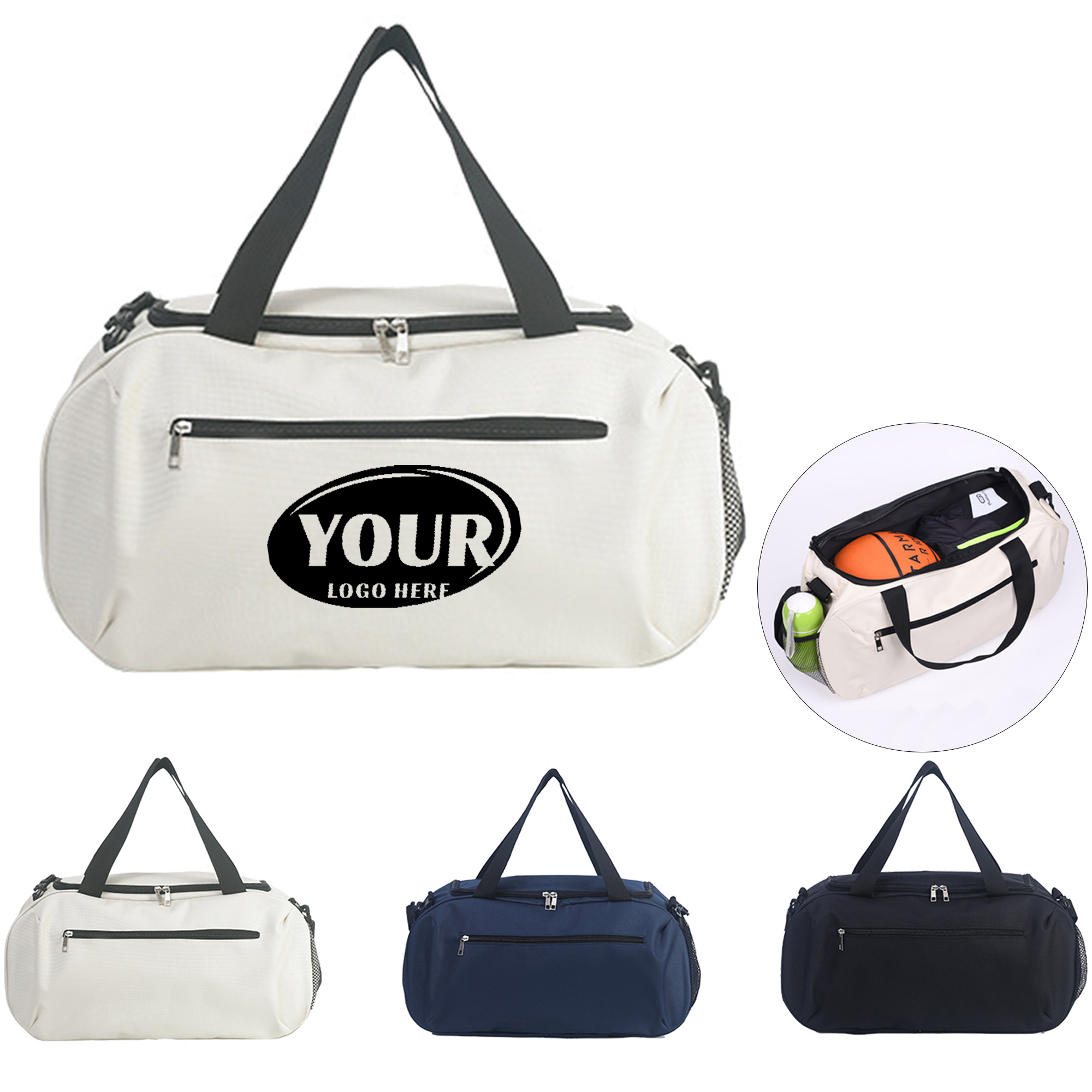 Sports Travel Duffel Bag With Ventilated Side Pocket 2