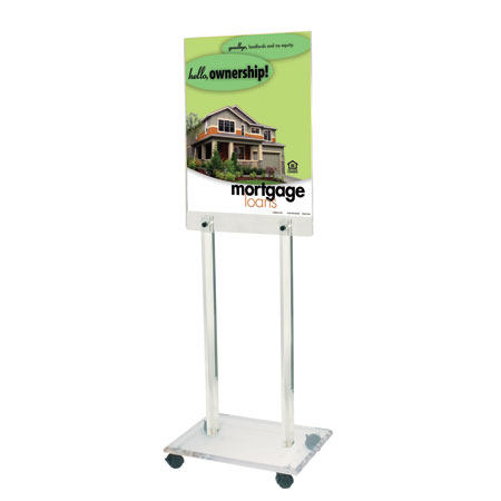 67"h Clear Acrylic Floor Frame with wheels for 22 x 28 poster 1