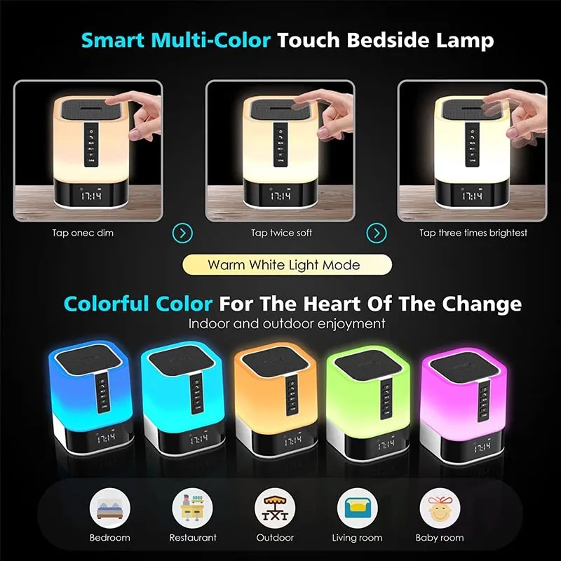 Night Lights Bluetooth Speaker with Alarm Clock 4