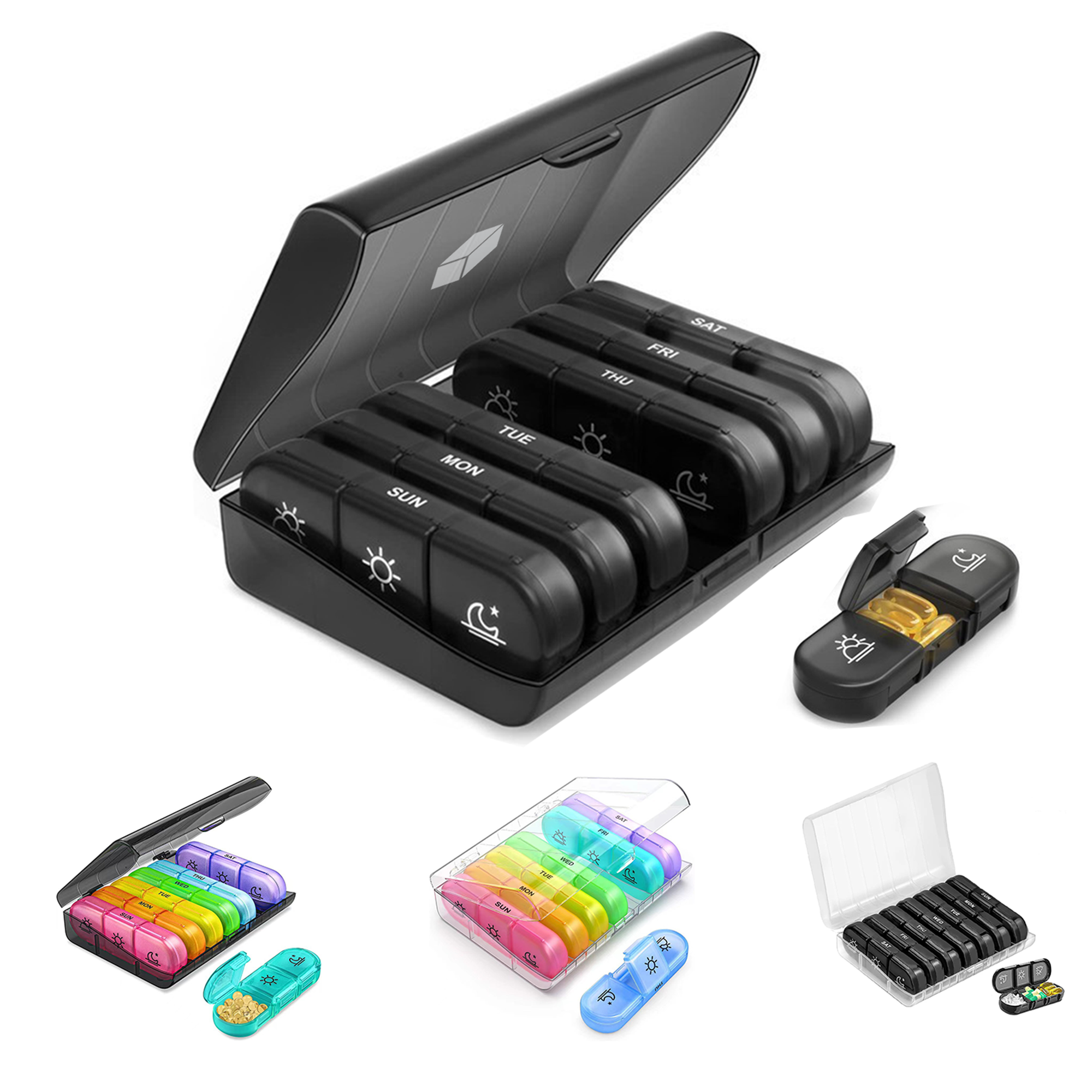 AM/PM Weekly Pill Organizer - Large Compartments 1