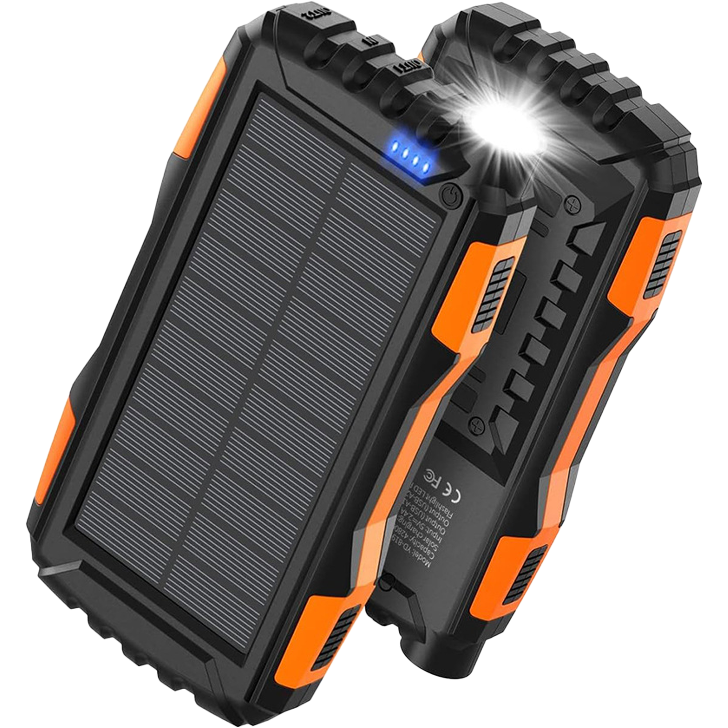 20000mAh LED Flashlight Fast Charging Solar Power Bank 7