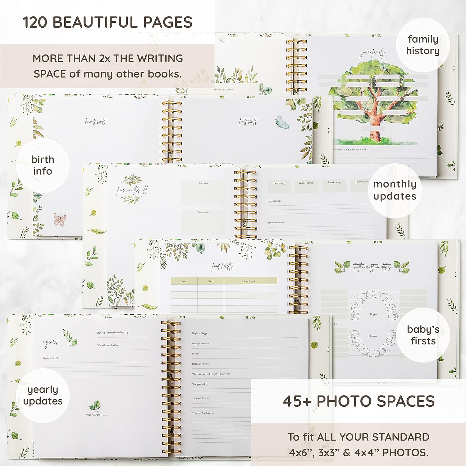 Keepsake Memory Book for Baby Boy or Girl Timeless First 5 Year Baby Book 6