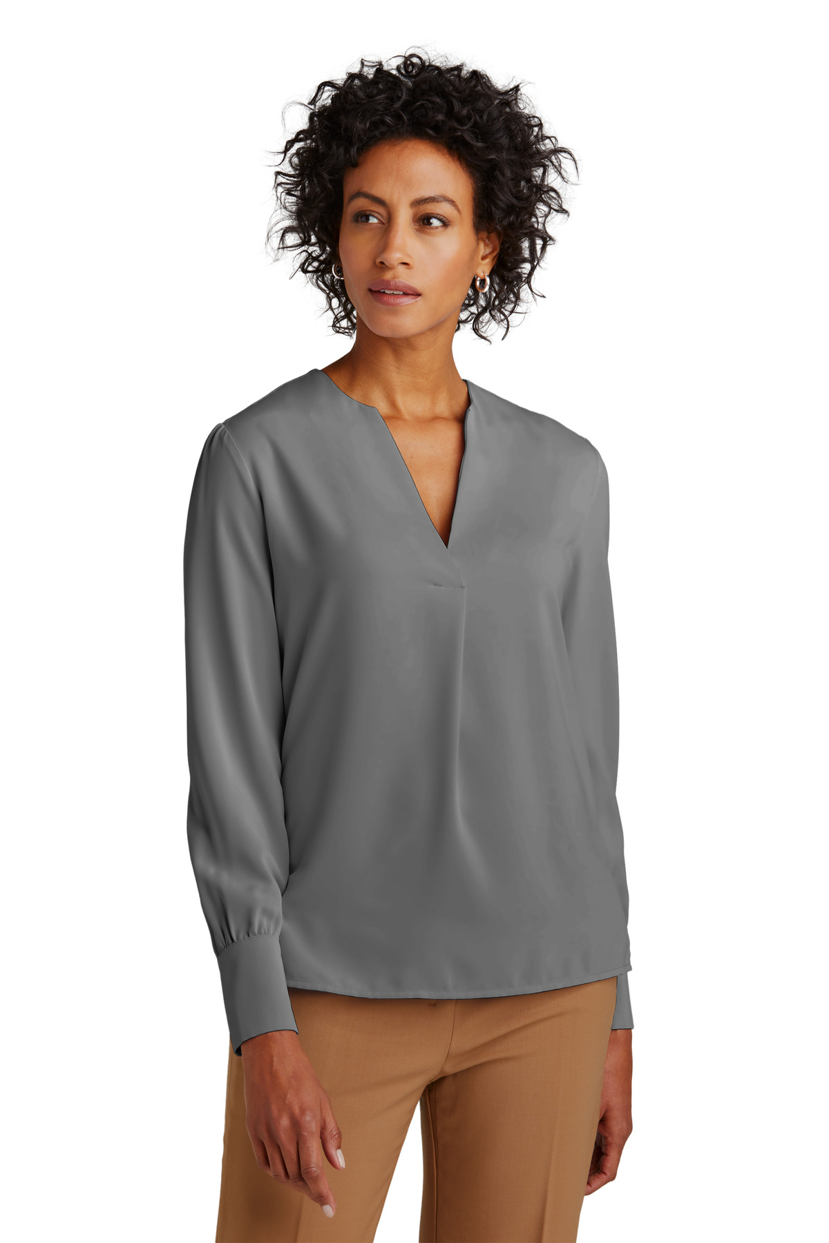 Brooks Brothers Women's Open-Neck Satin Blouse BB18009 9