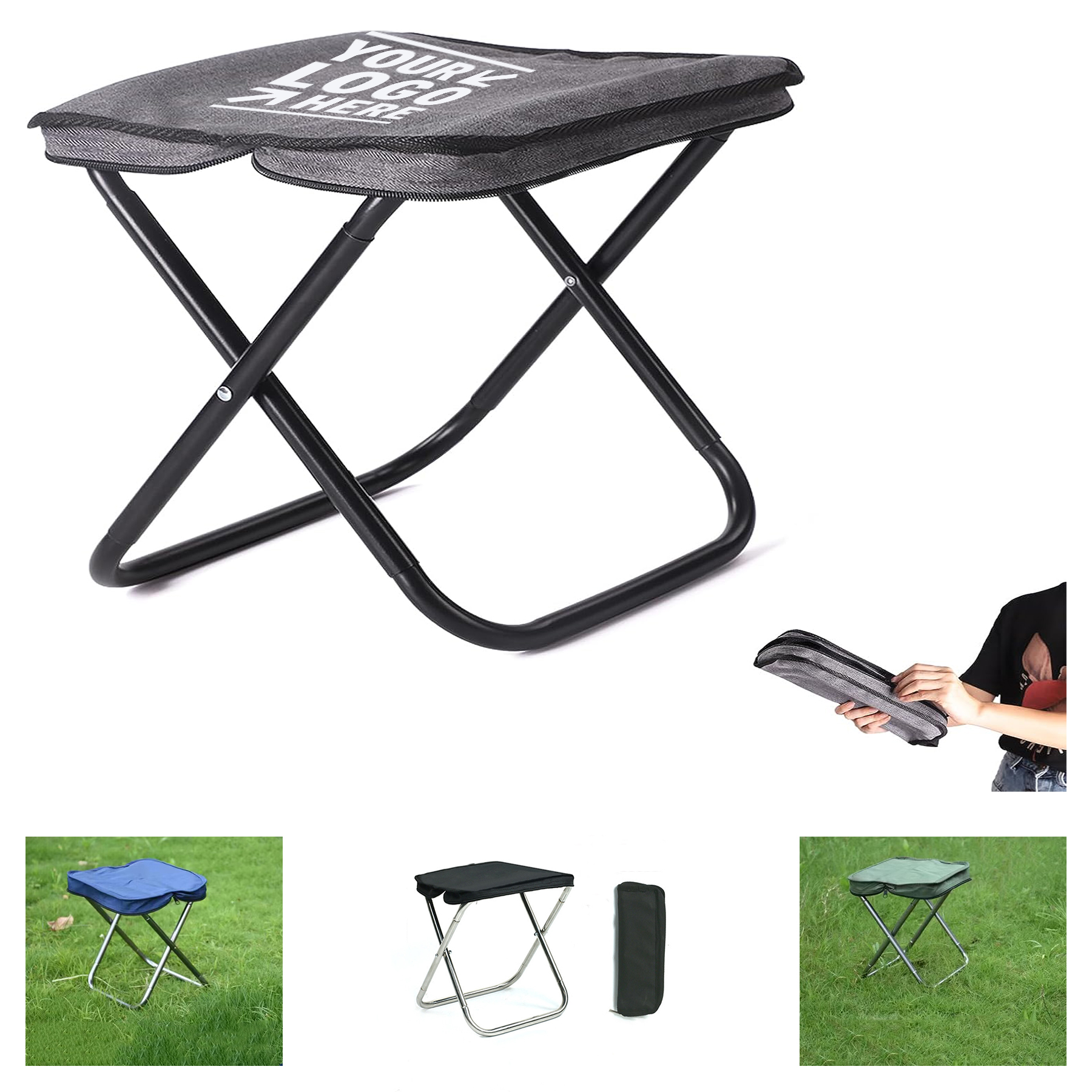Convenient For Travel Hike Wait In Line Portable Foldable Camping Zip Packed Stool 