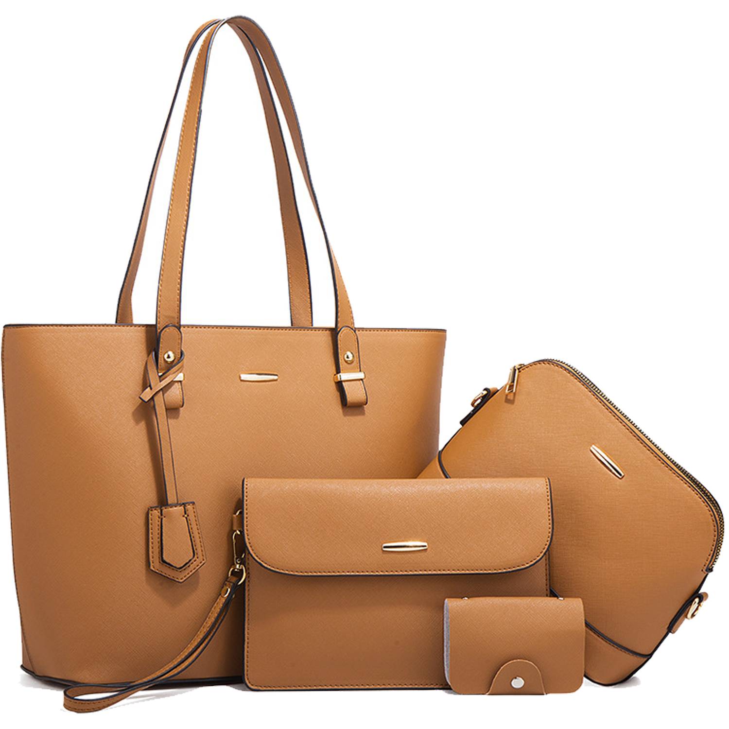 4PCS PU Leather Women Vintage Minimalist Handbag Set 13