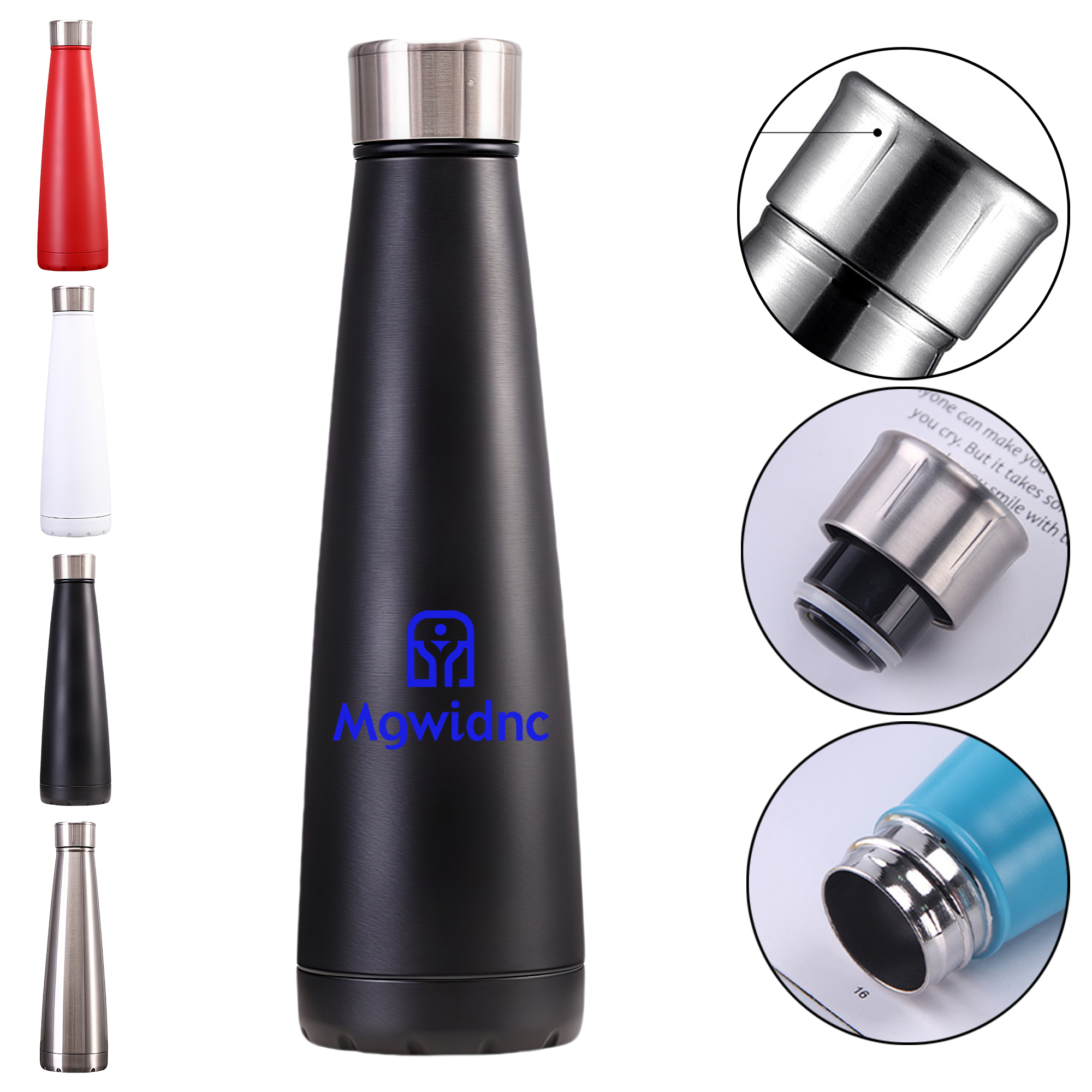 500ml Stylish Tapered Mouth 304 Stainless Steel Vacuum Insulated Water Bottle for Outdoor Sports