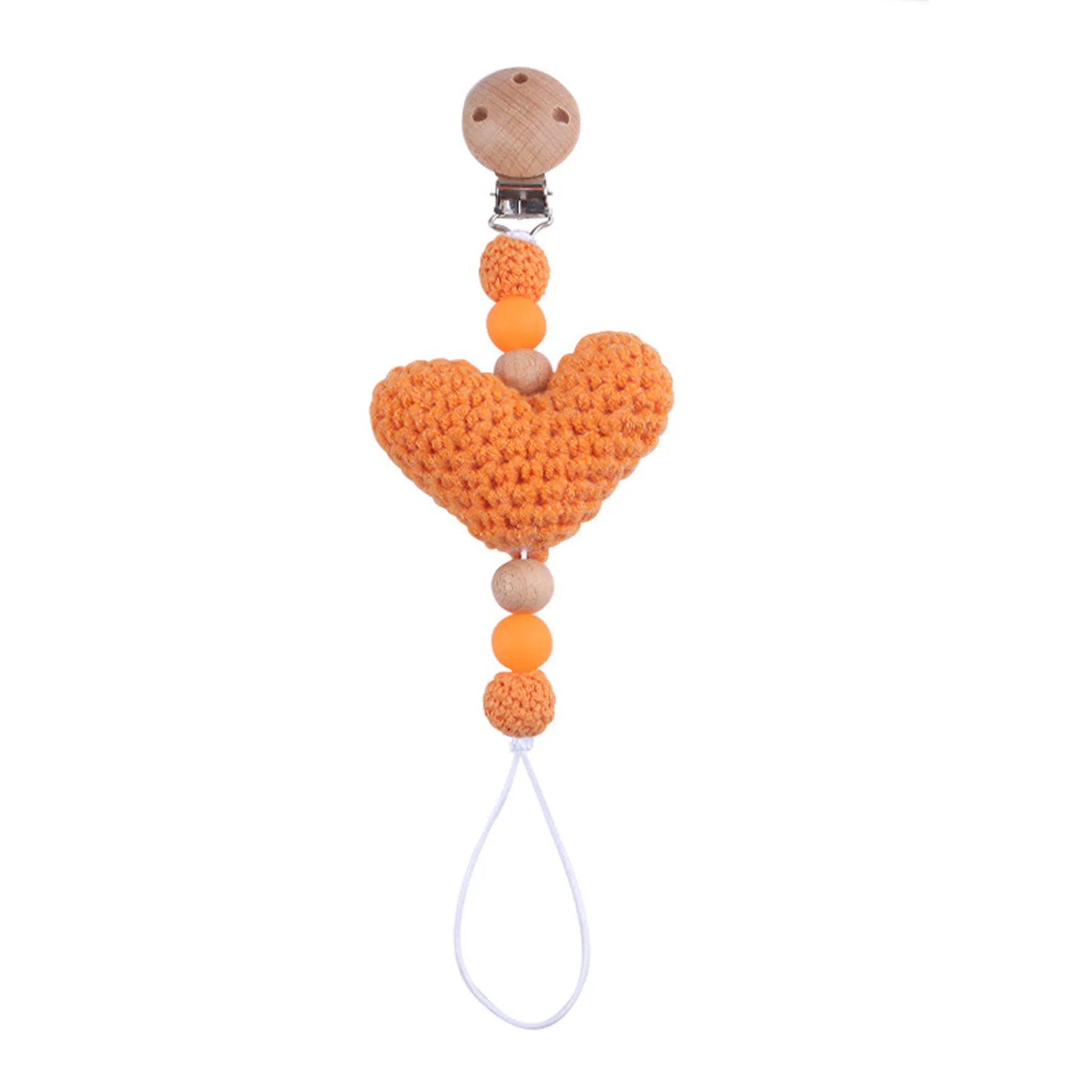 Knitted Heart Pacifier Chain 1