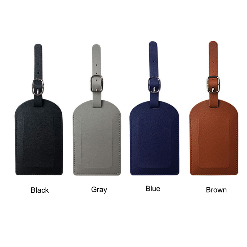 PU Leather Luggage Bag Tags w/Privacy Cover 16