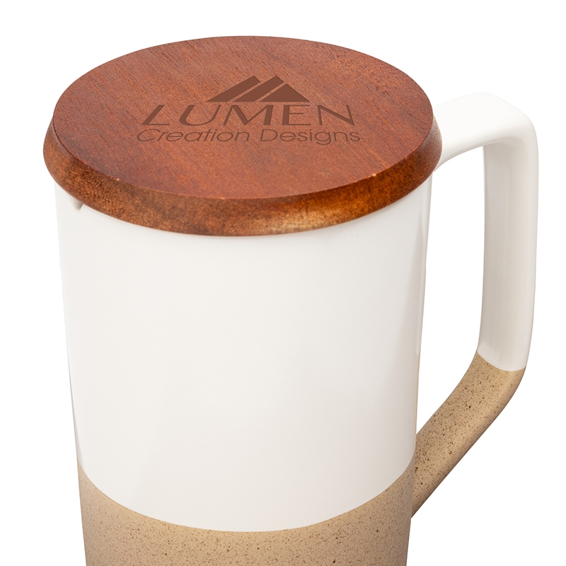 Mogiana 15 oz. Two-Tone Ceramic Mug w/ Wood Lid 22