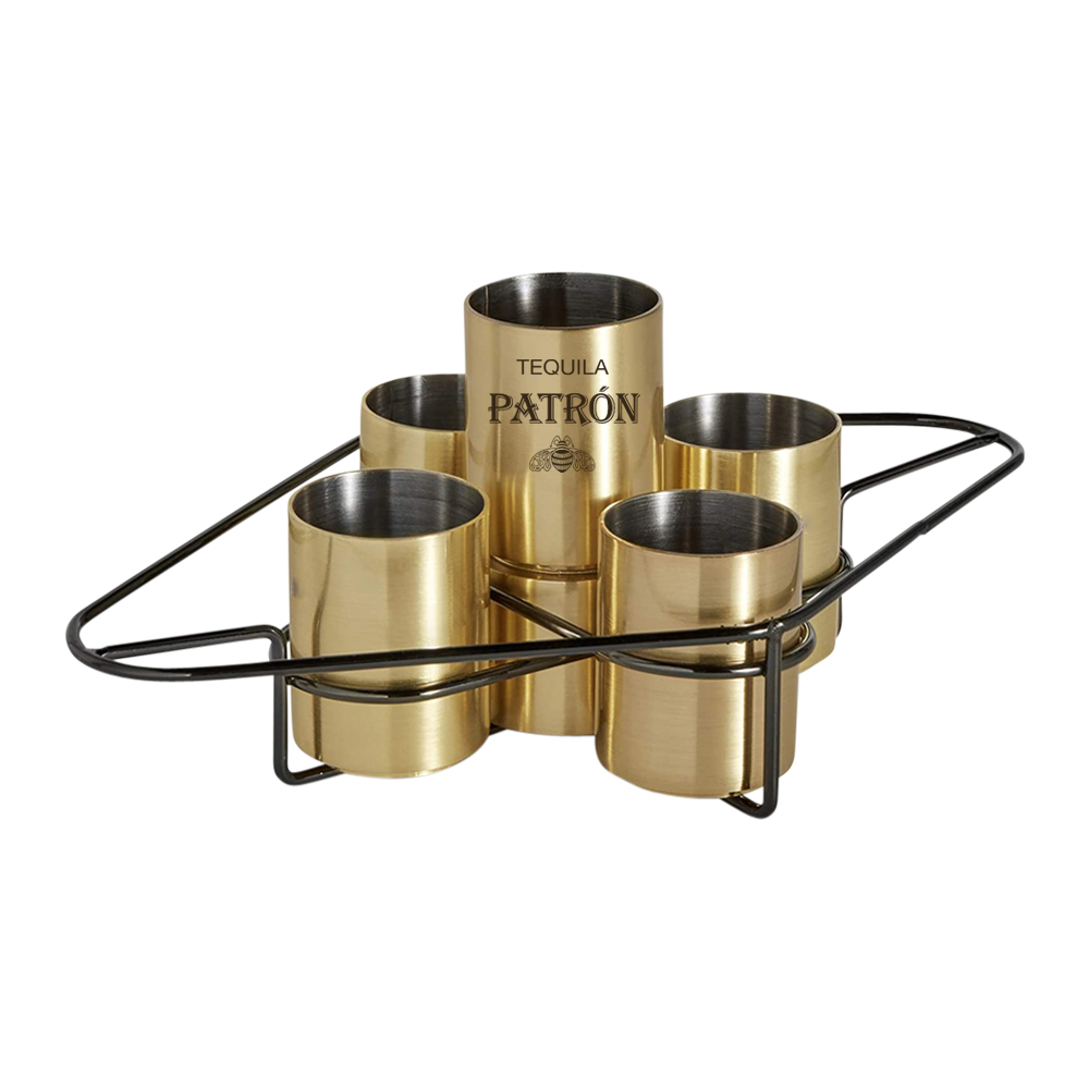 Stainless Steel Shot Glass Set with Caddy 4