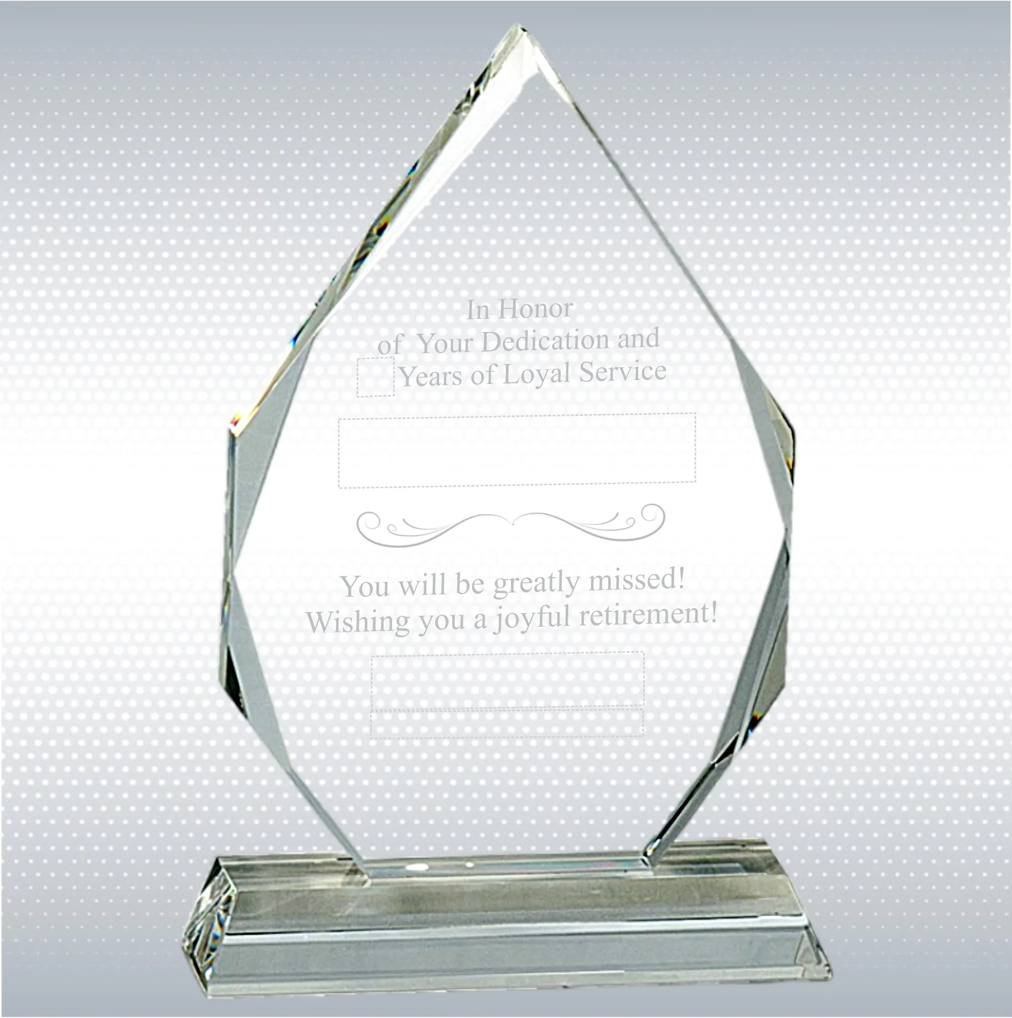 9" Prism Optical Crystal Retirement Gift Award 2