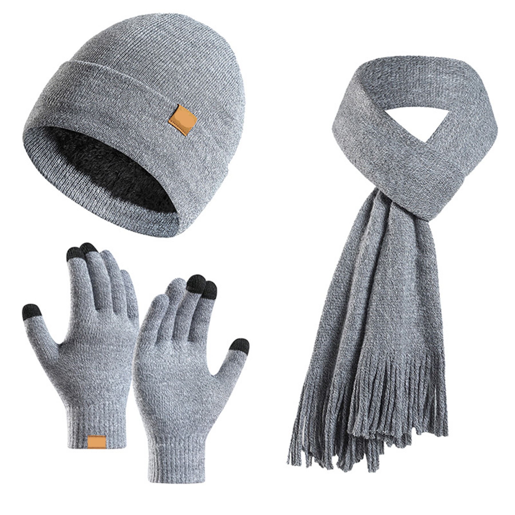 3PC Winter Beanie Scarf Gloves Set 8