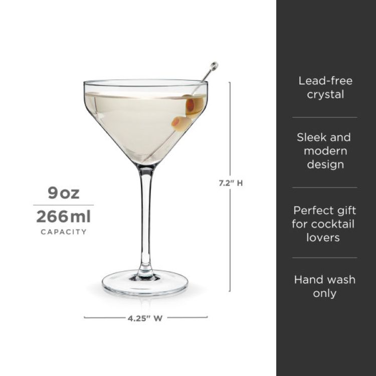 Viski® Raye Angled Martini Glass, set of 2 1